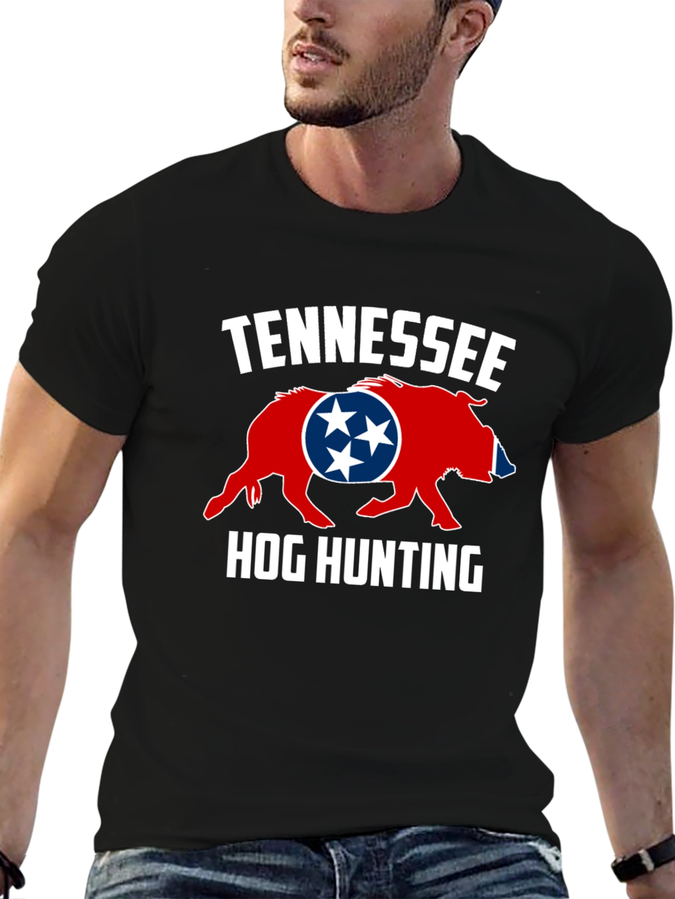 Tennessee Hog Hunting T-Shirt - Mens Black Tee