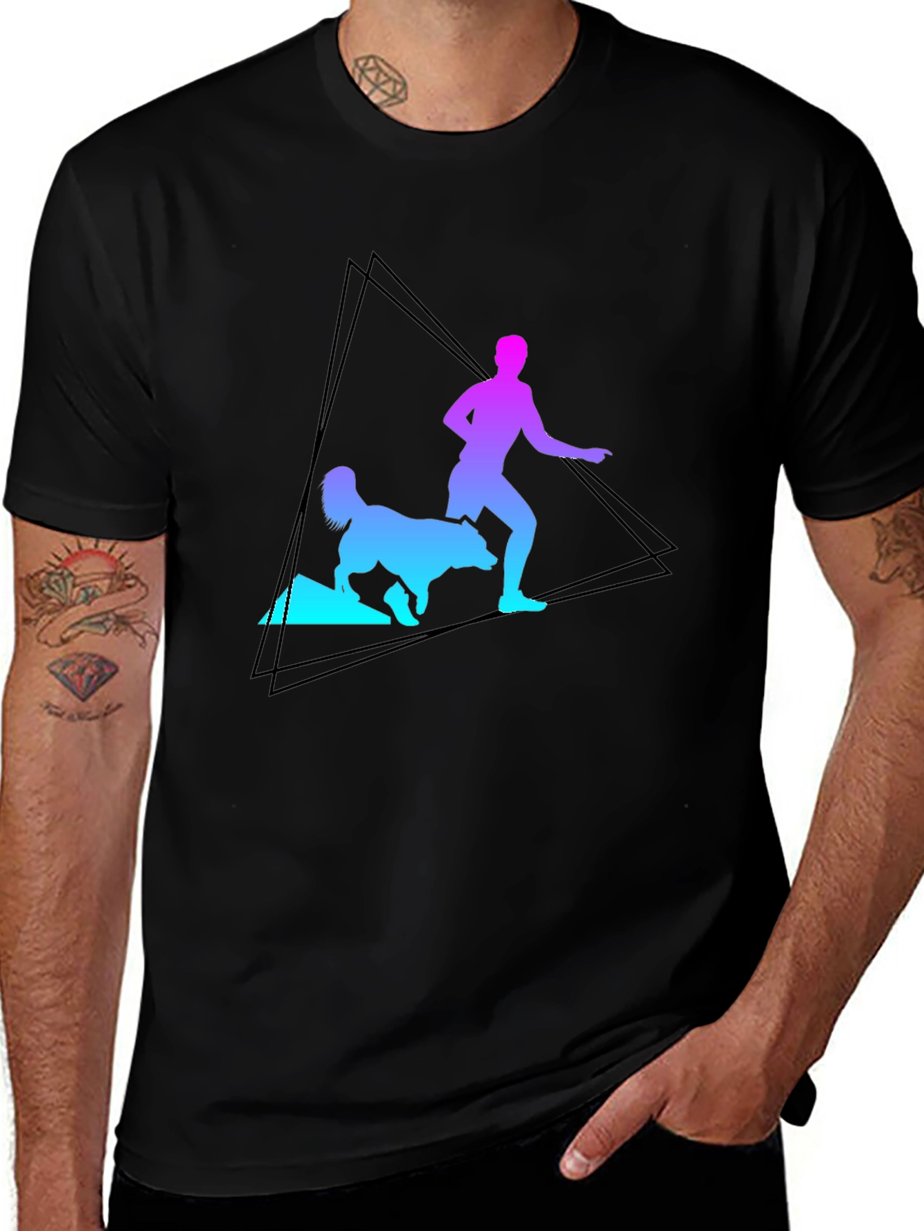 Gradient Runner & Dog Graphic Tee
