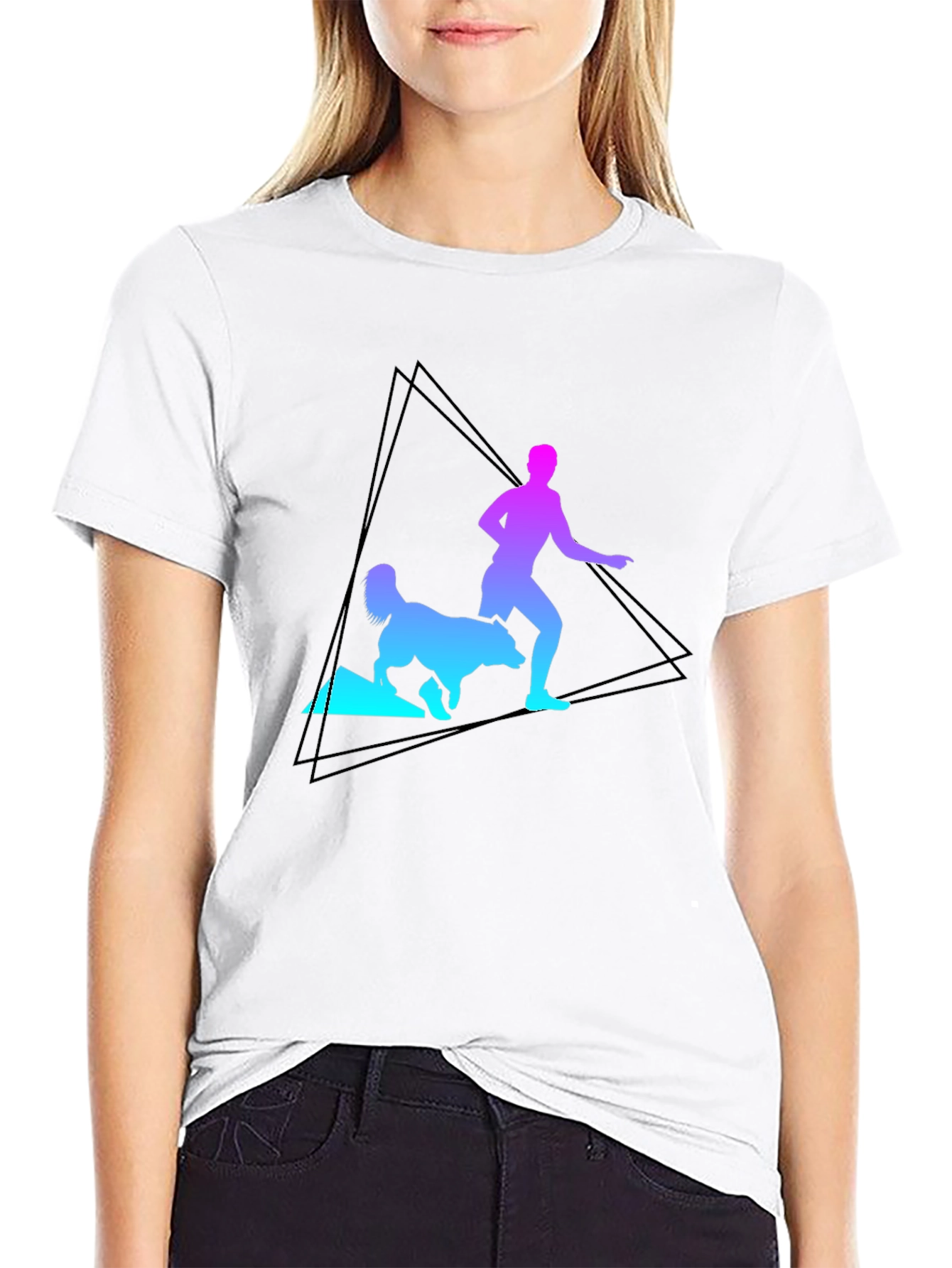 Gradient Runner & Dog Graphic Tee
