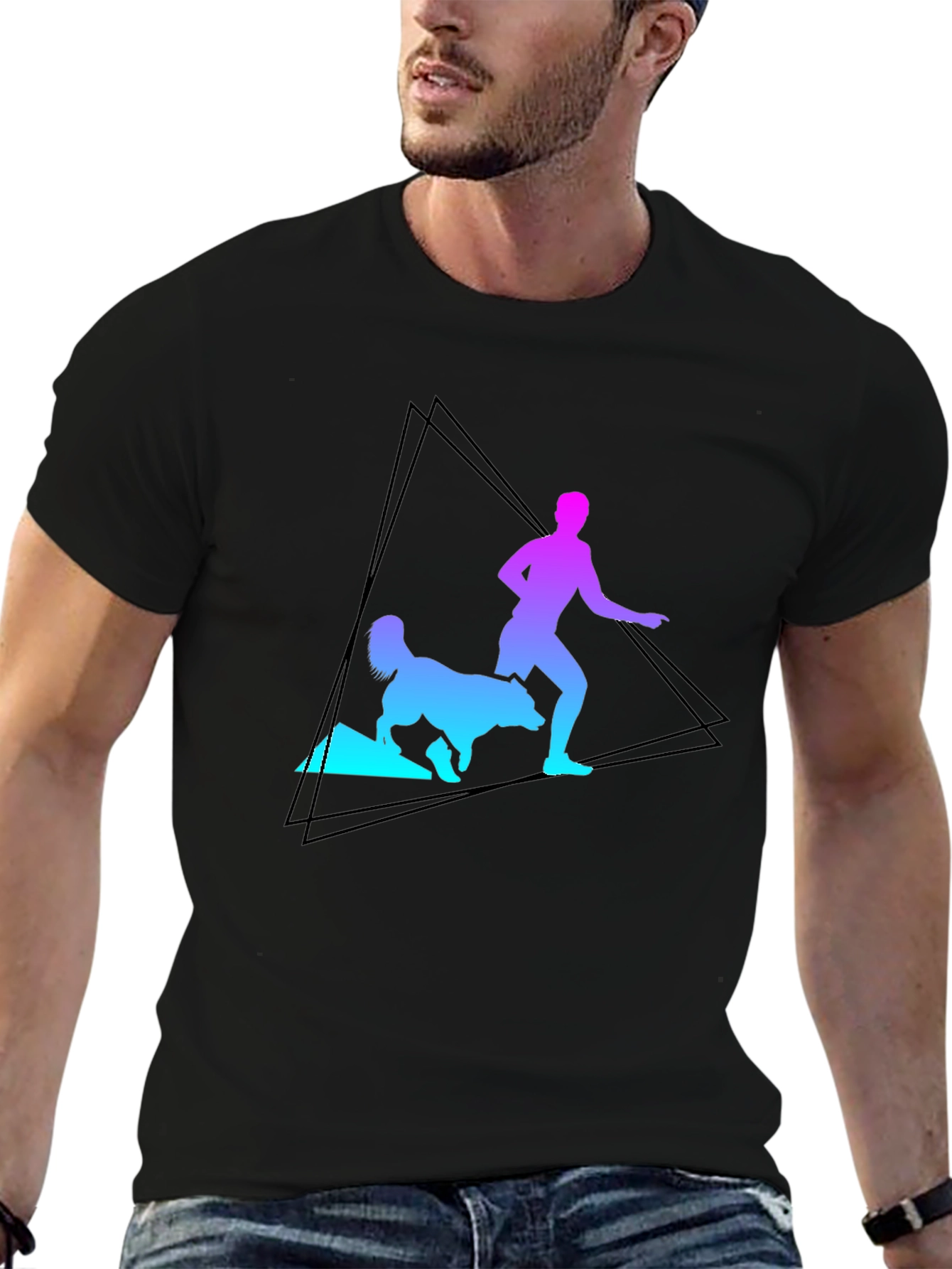 Gradient Runner & Dog Graphic Tee