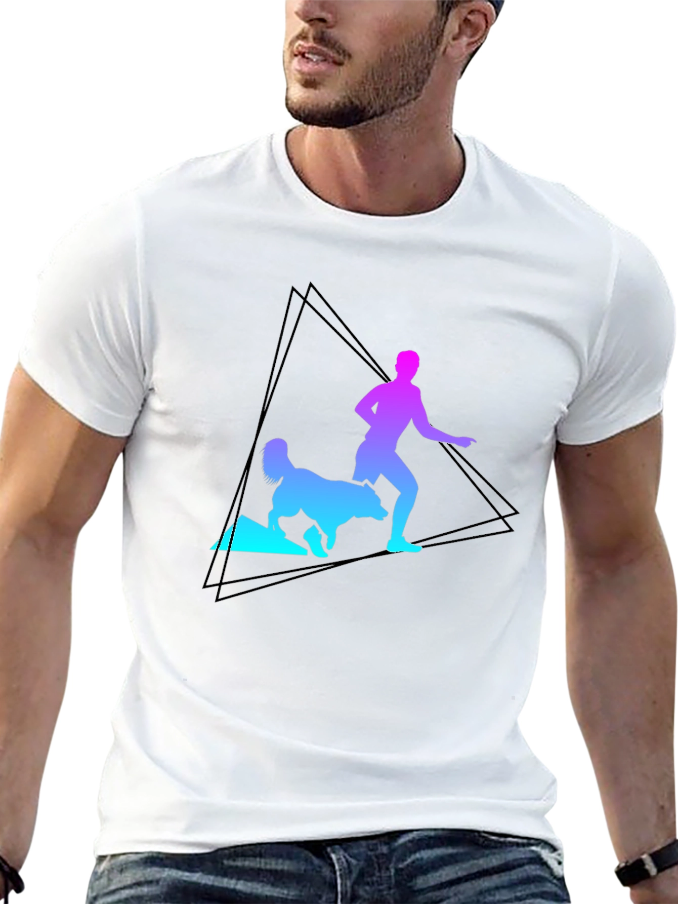 Gradient Runner & Dog Graphic Tee