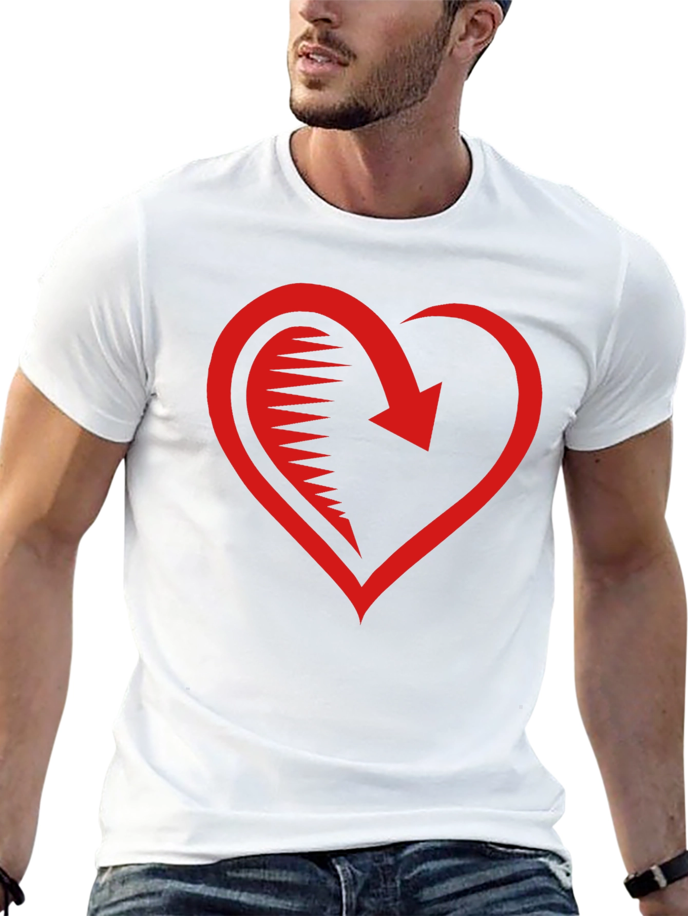 Red Heart Arrow Graphic Black T-Shirt