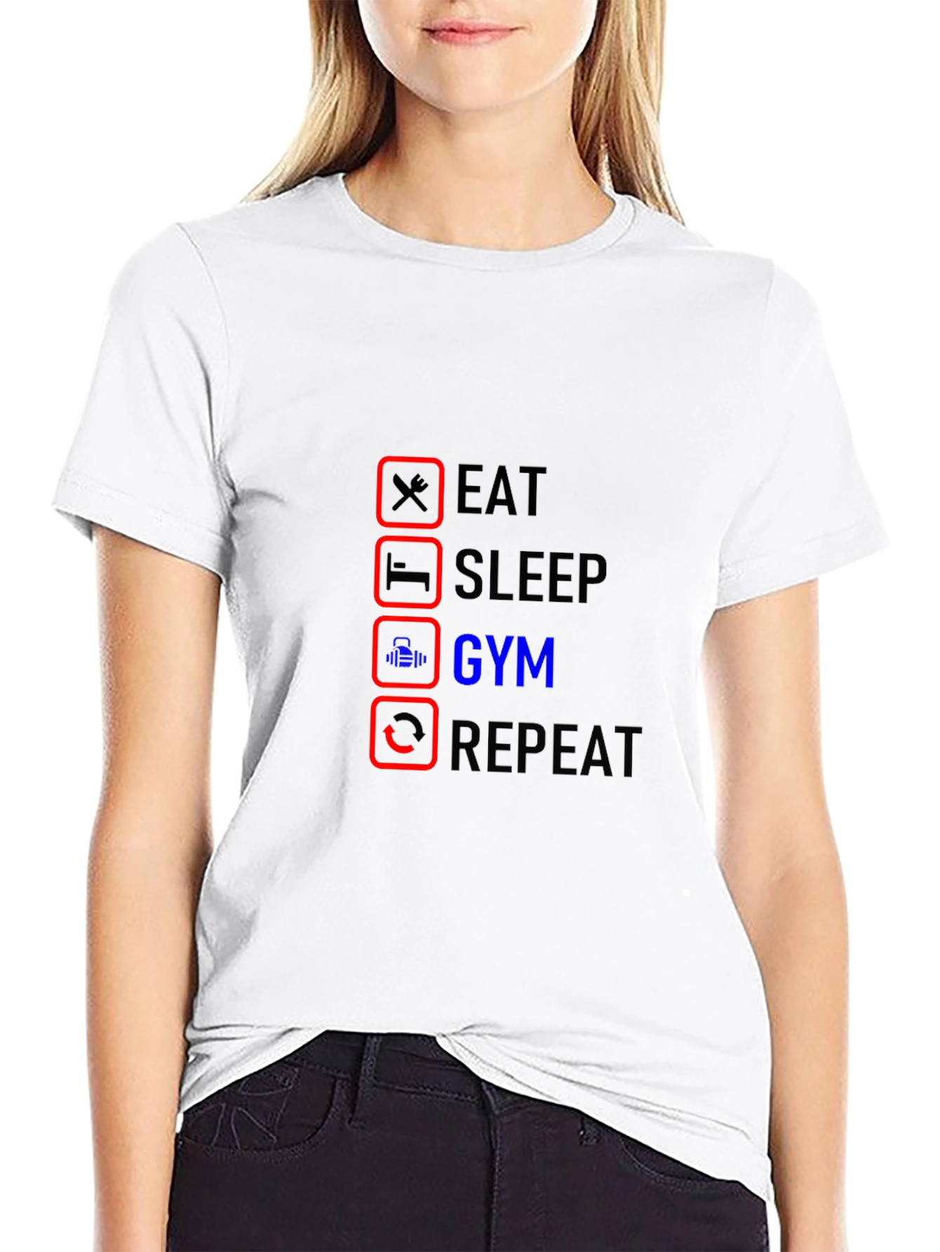 Eat Sleep Gym Repeat Black T-Shirt