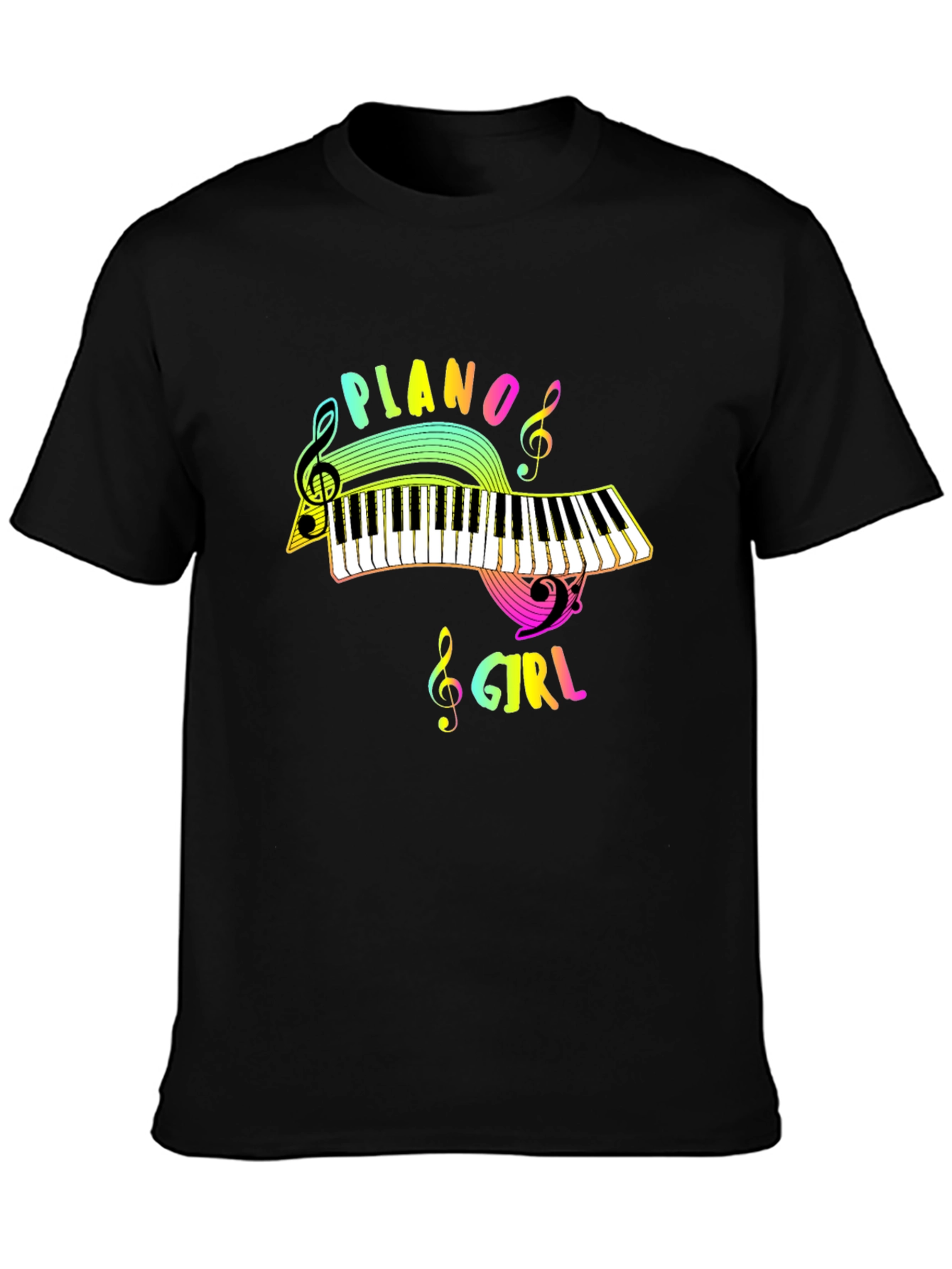 Piano Girl Black Graphic Tee - Music Lover
