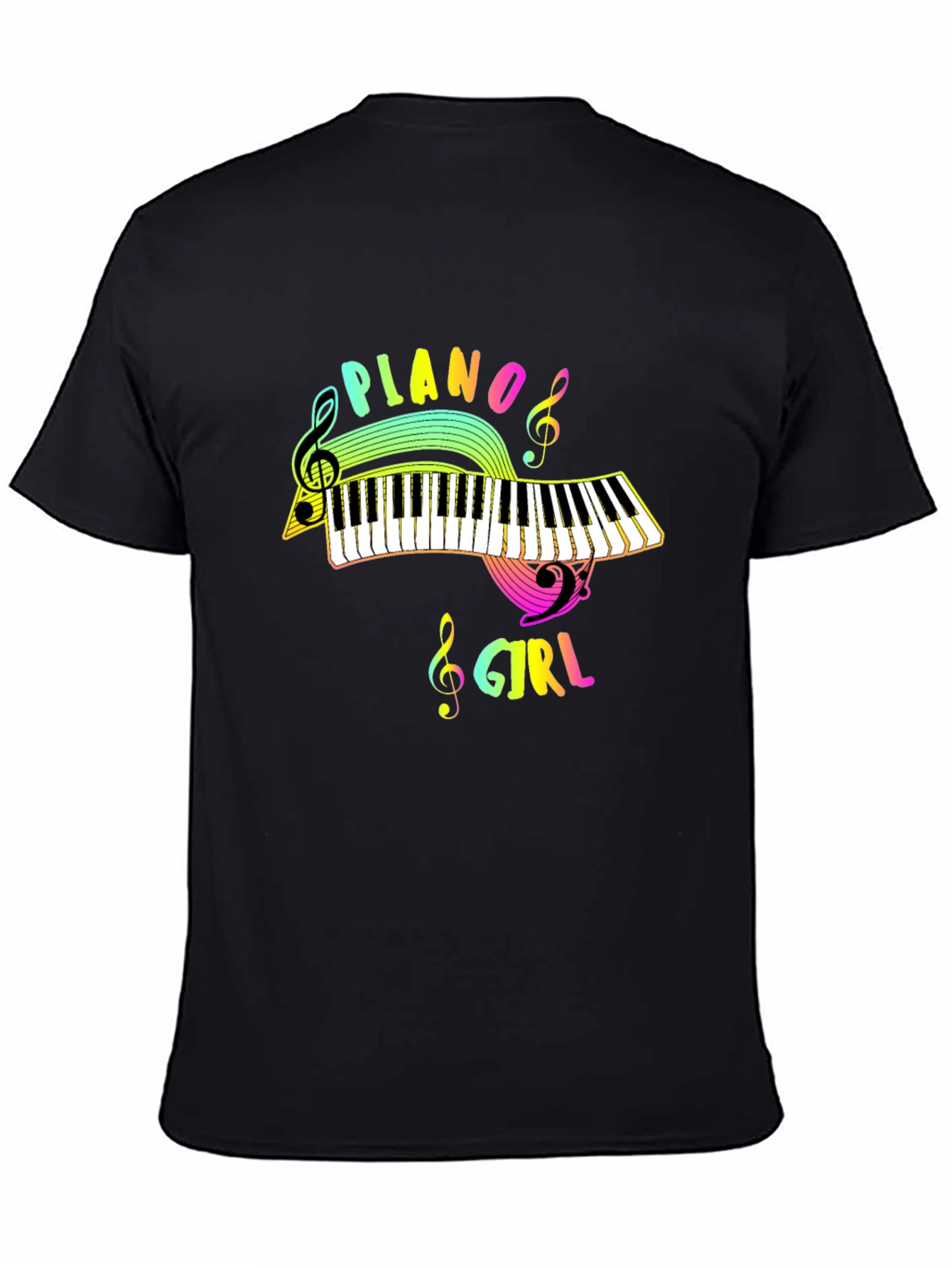 Piano Girl Black Graphic Tee - Music Lover