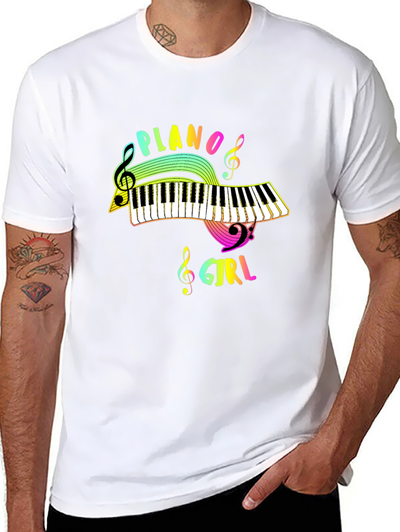 Piano Girl Black Graphic Tee - Music Lover
