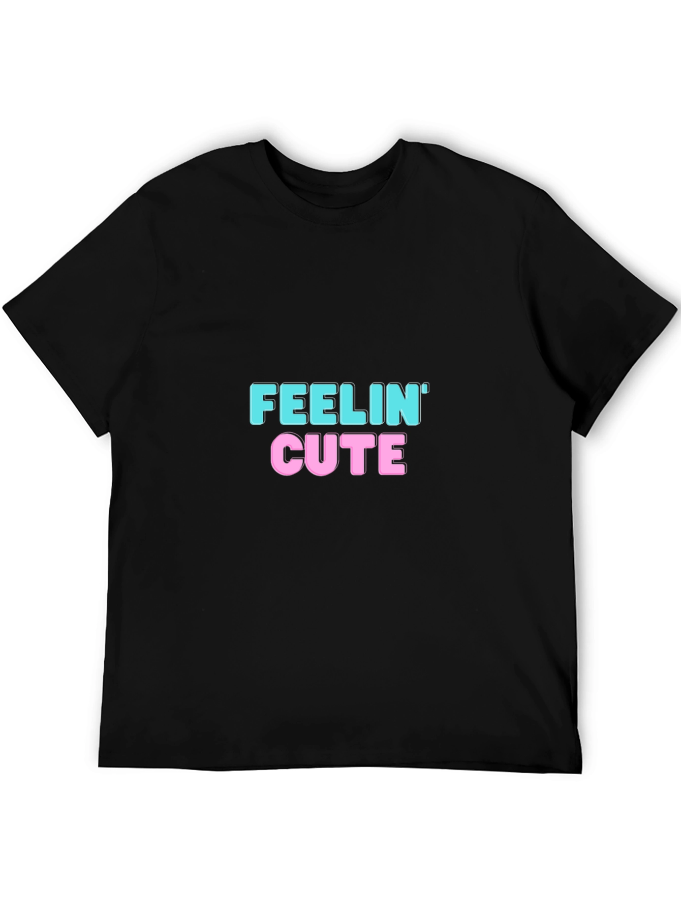 Feelin Cute Graphic Tee - Trendy Black T-Shirt