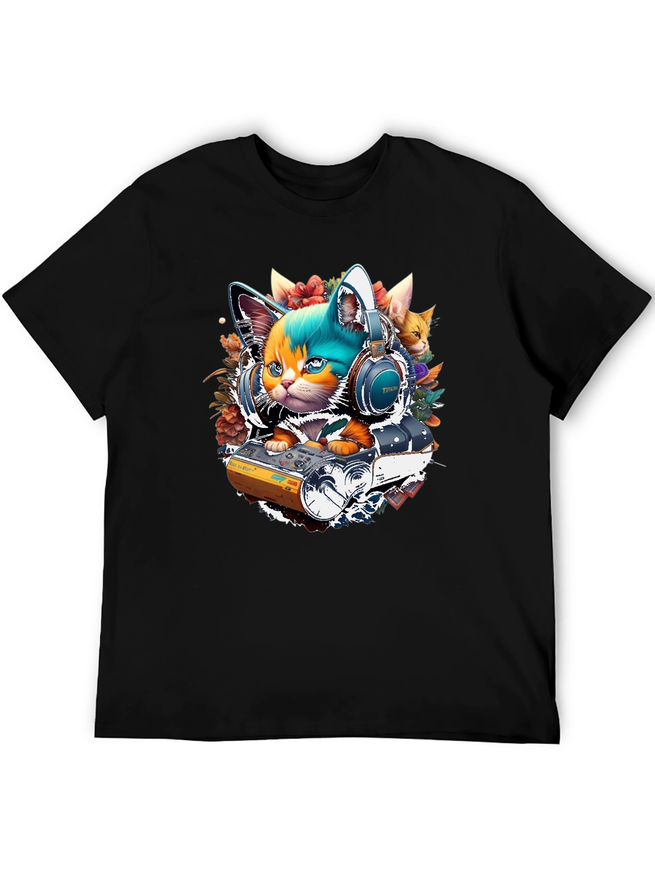 DJ Cat Graphic Tee - Music Lover T-Shirt