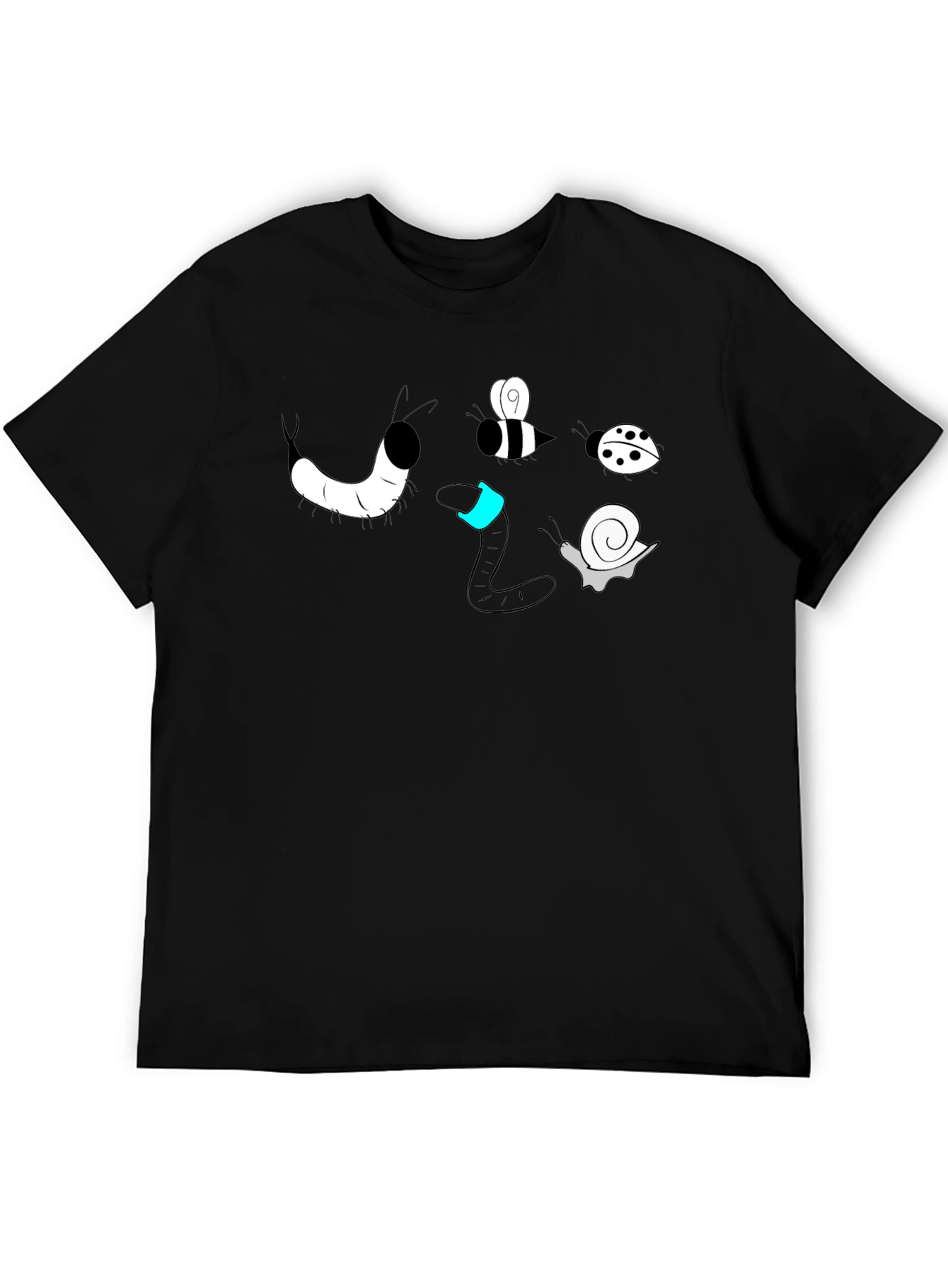 Cartoon Bug Graphic Black T-Shirt