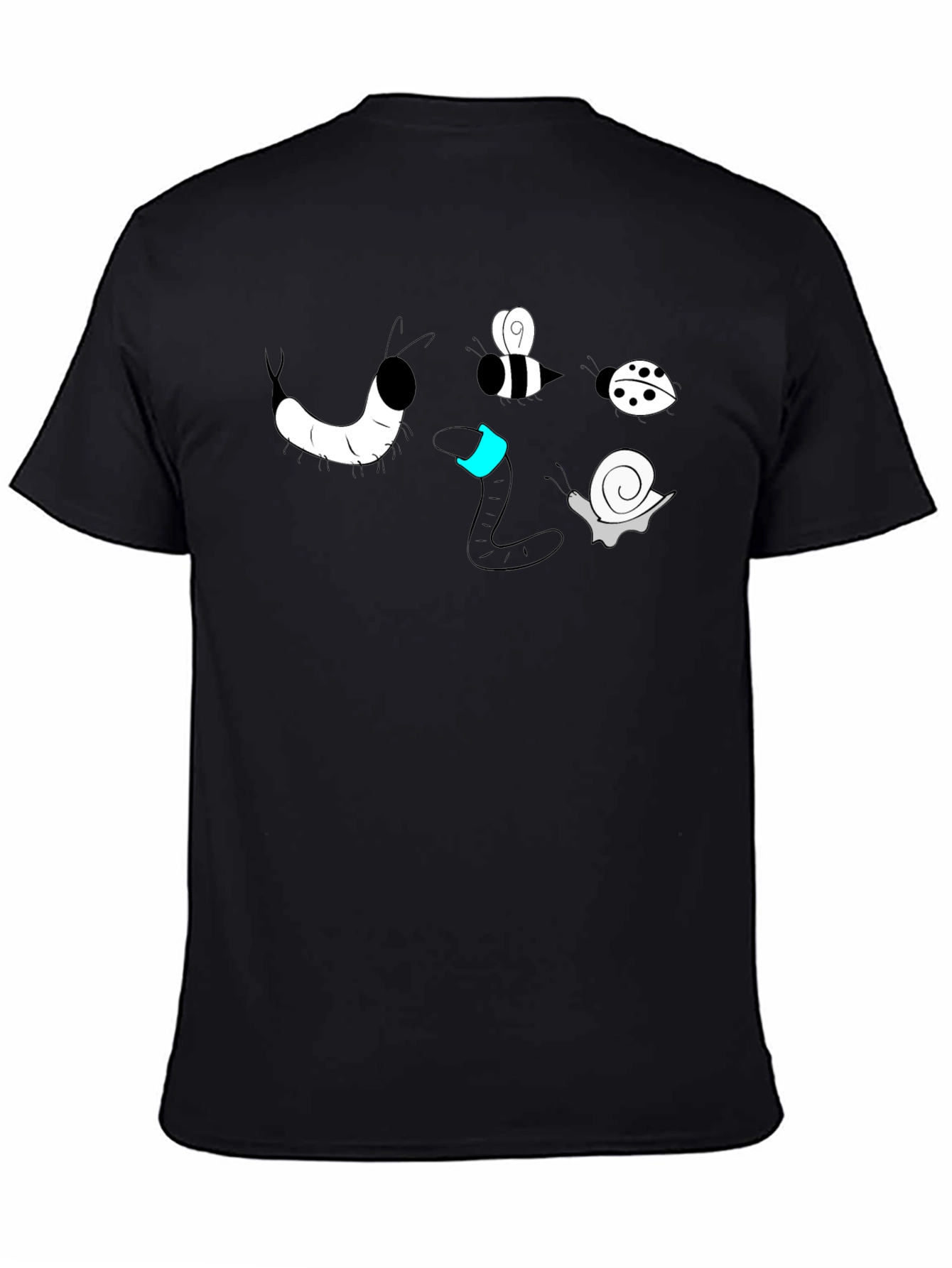 Cartoon Bug Graphic Black T-Shirt