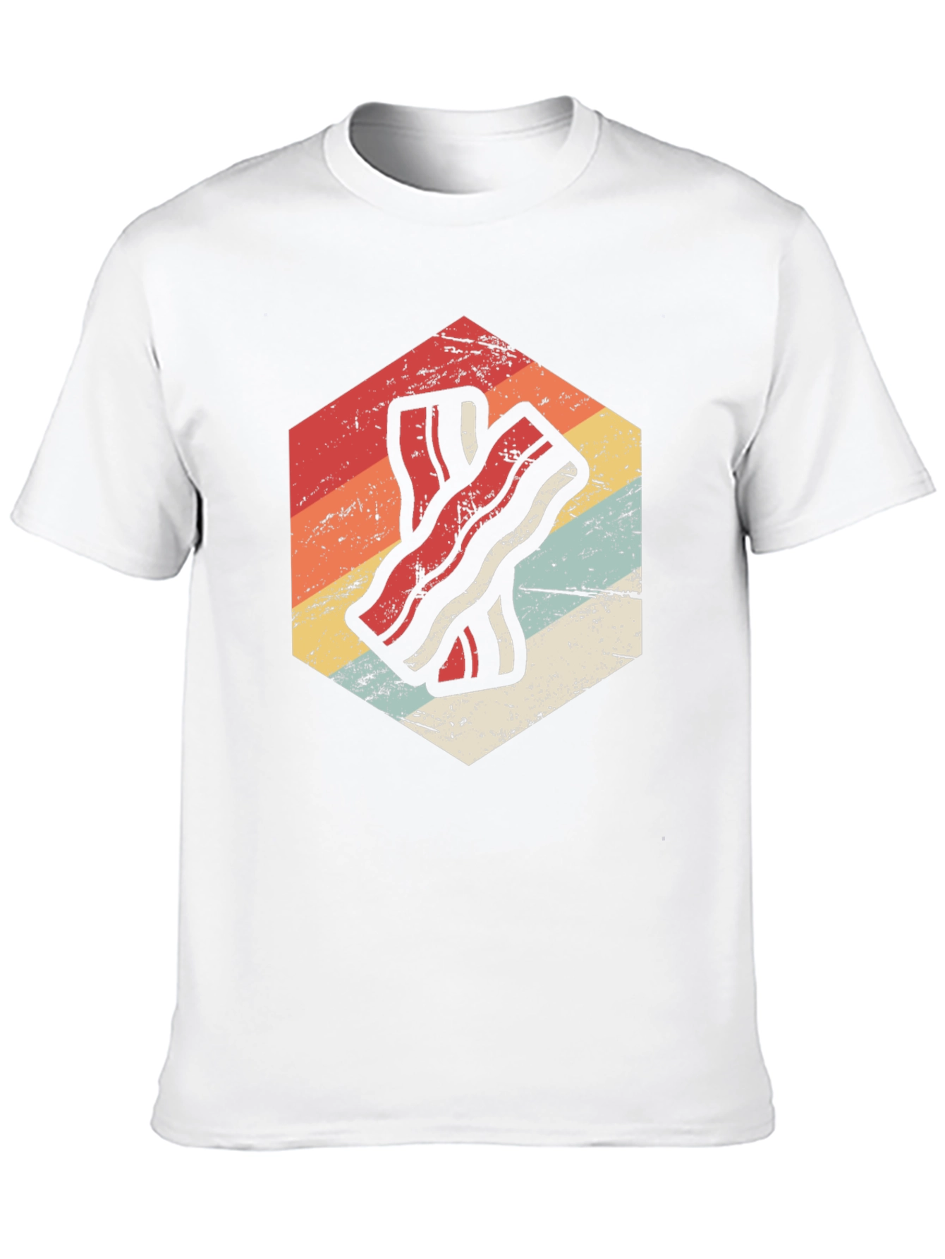 Retro Bacon Strip Graphic Tee - Black Cotton Shirt