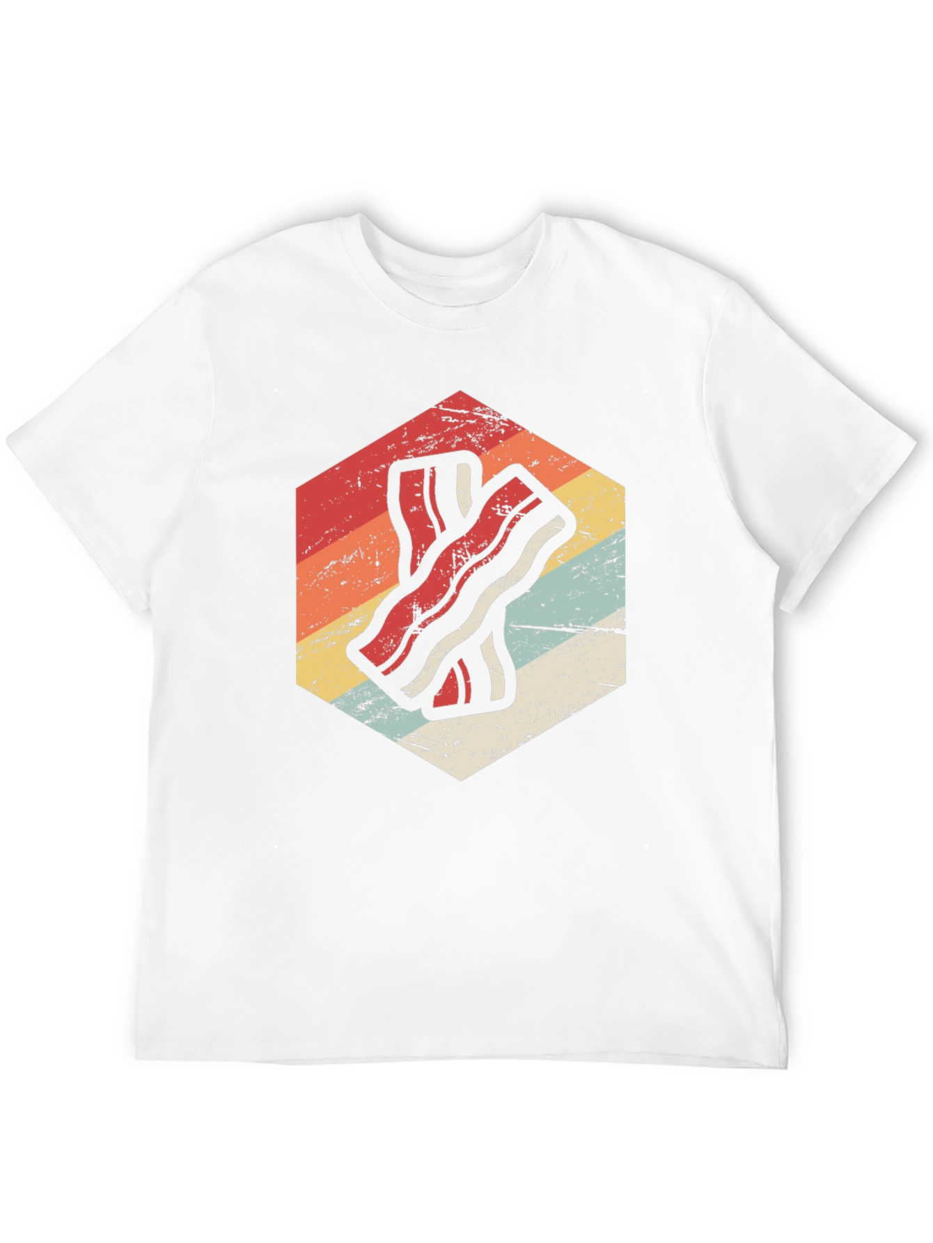 Retro Bacon Strip Graphic Tee - Black Cotton Shirt