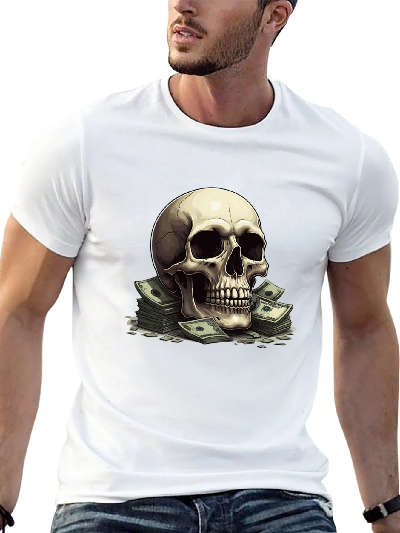 Skull Money T-Shirt - Black Graphic Tee