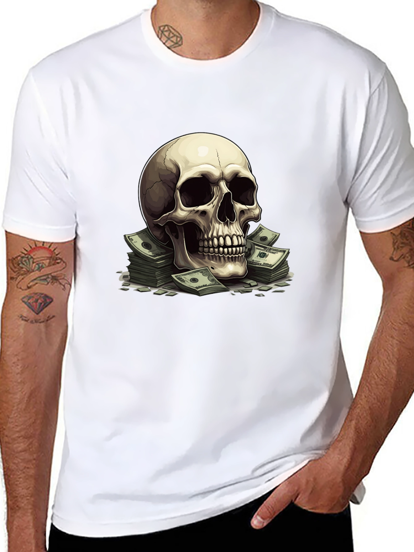 Skull Money T-Shirt - Black Graphic Tee