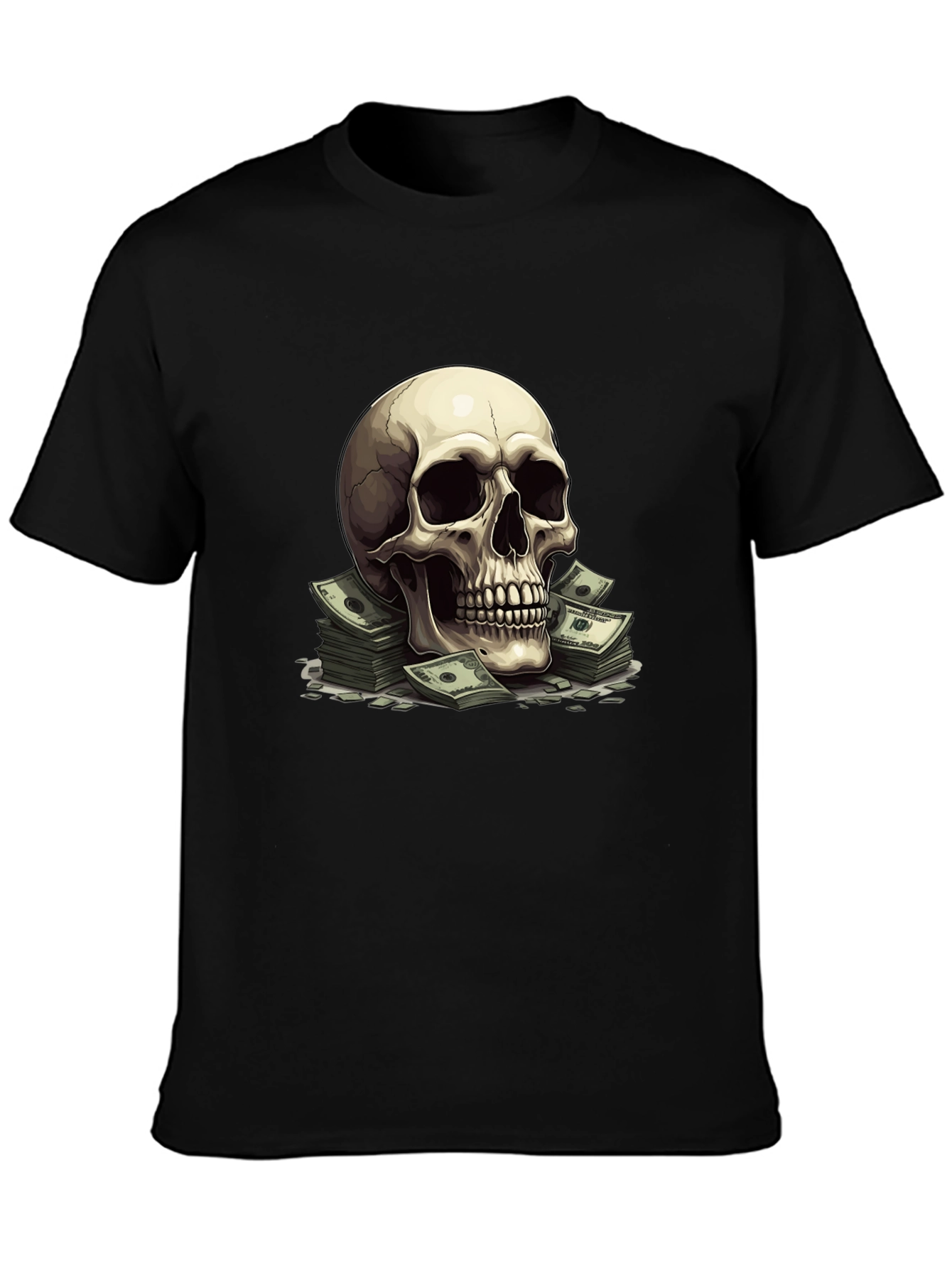 Skull Money T-Shirt - Black Graphic Tee