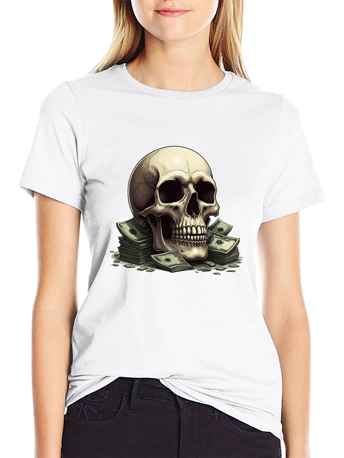 Skull Money T-Shirt - Black Graphic Tee