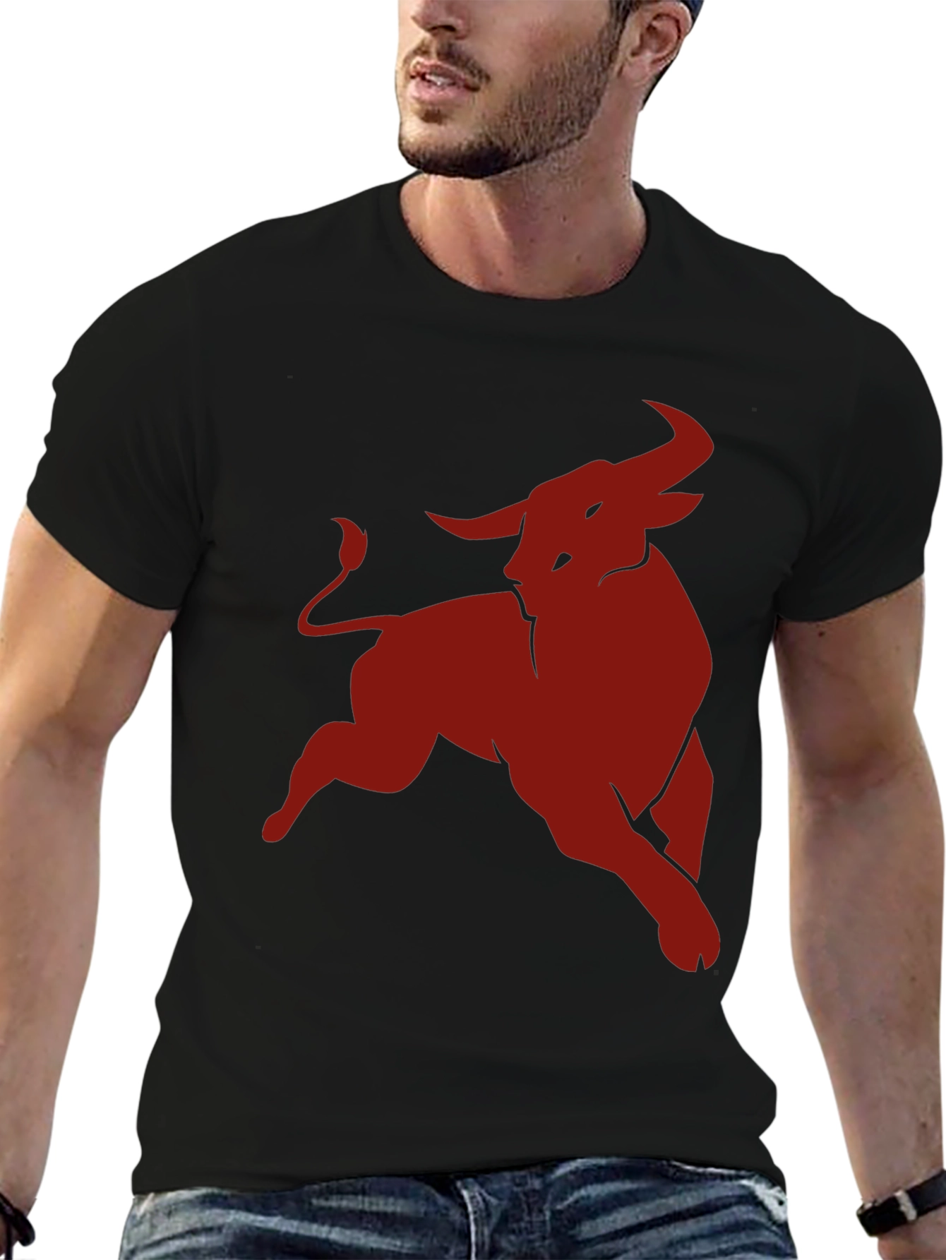 Bold Bull Graphic Tee - Black Cotton Comfort