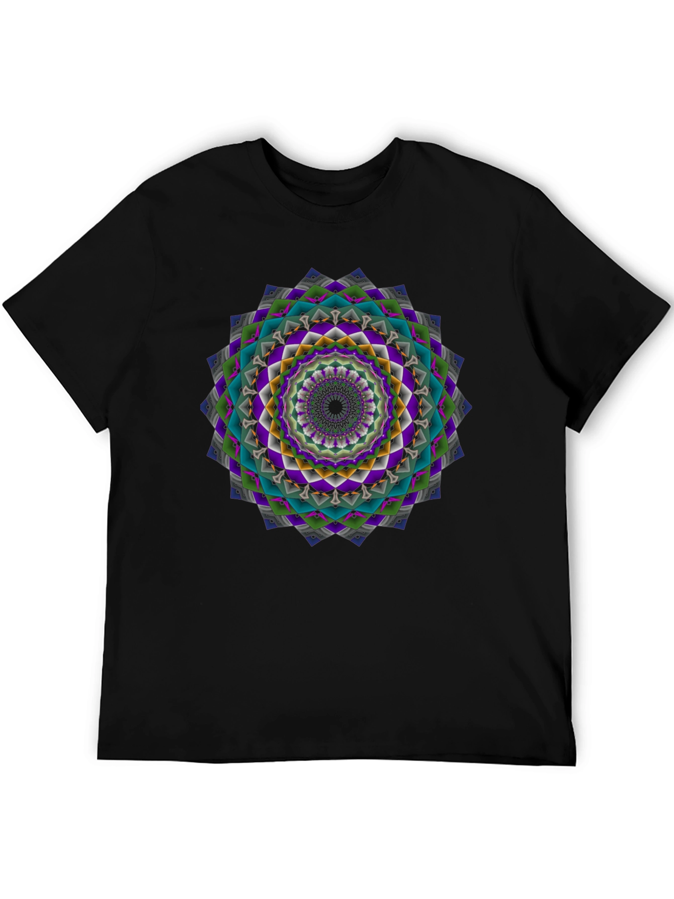 Geometric Mandala Graphic Tee - Mens Black T-Shirt