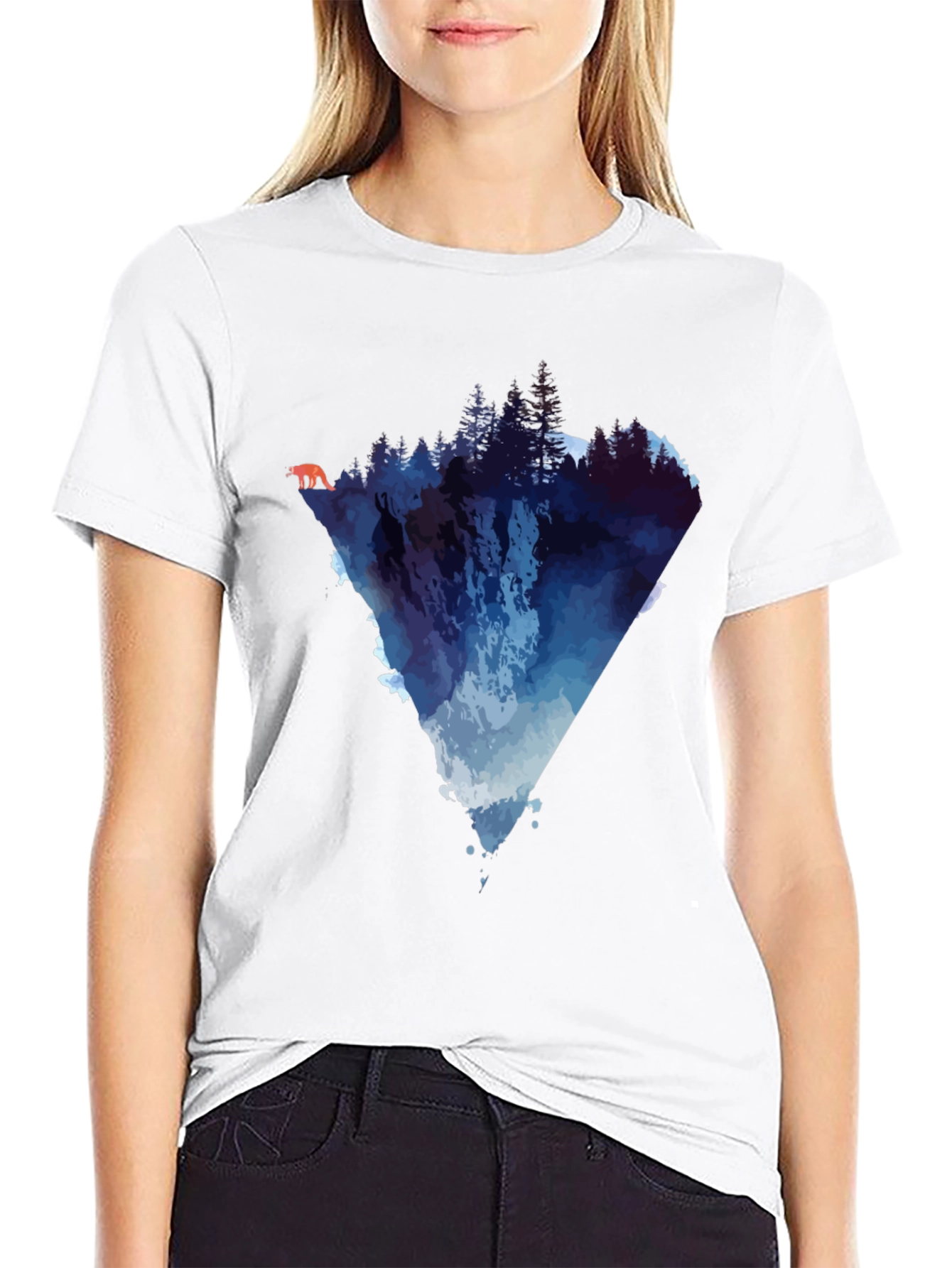 Nature-Inspired Graphic Tee - Mountain Waterfall Design