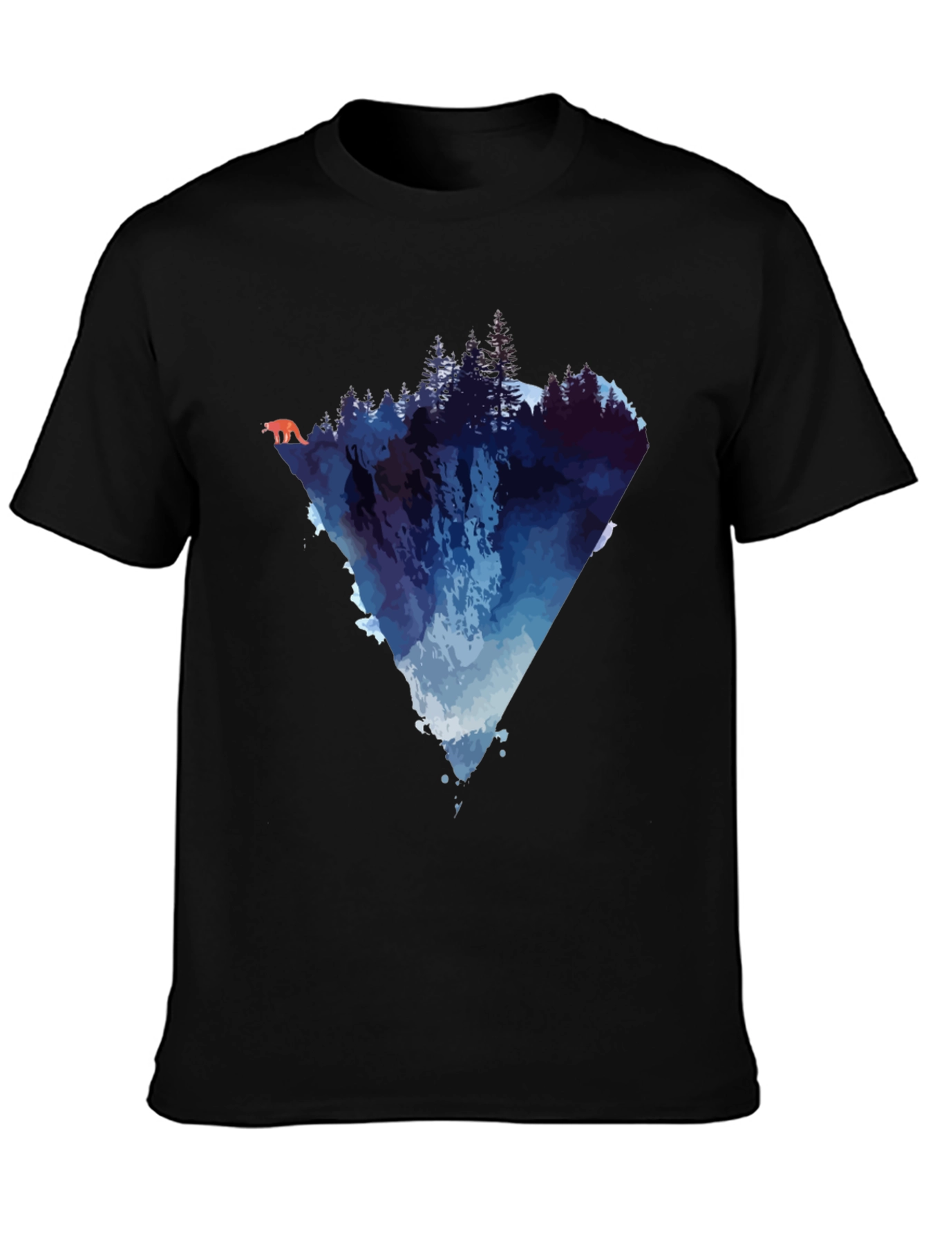 Nature-Inspired Graphic Tee - Mountain Waterfall Design