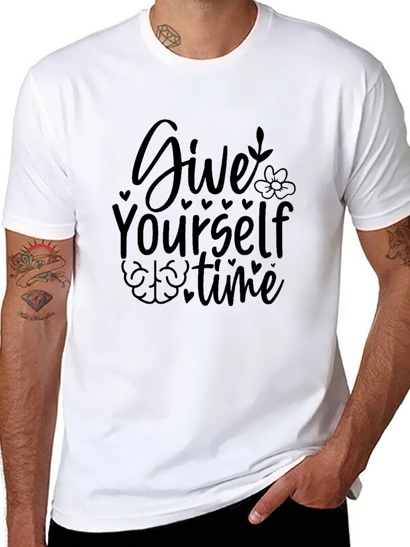 Give Yourself Time Black Graphic Tee Shirt