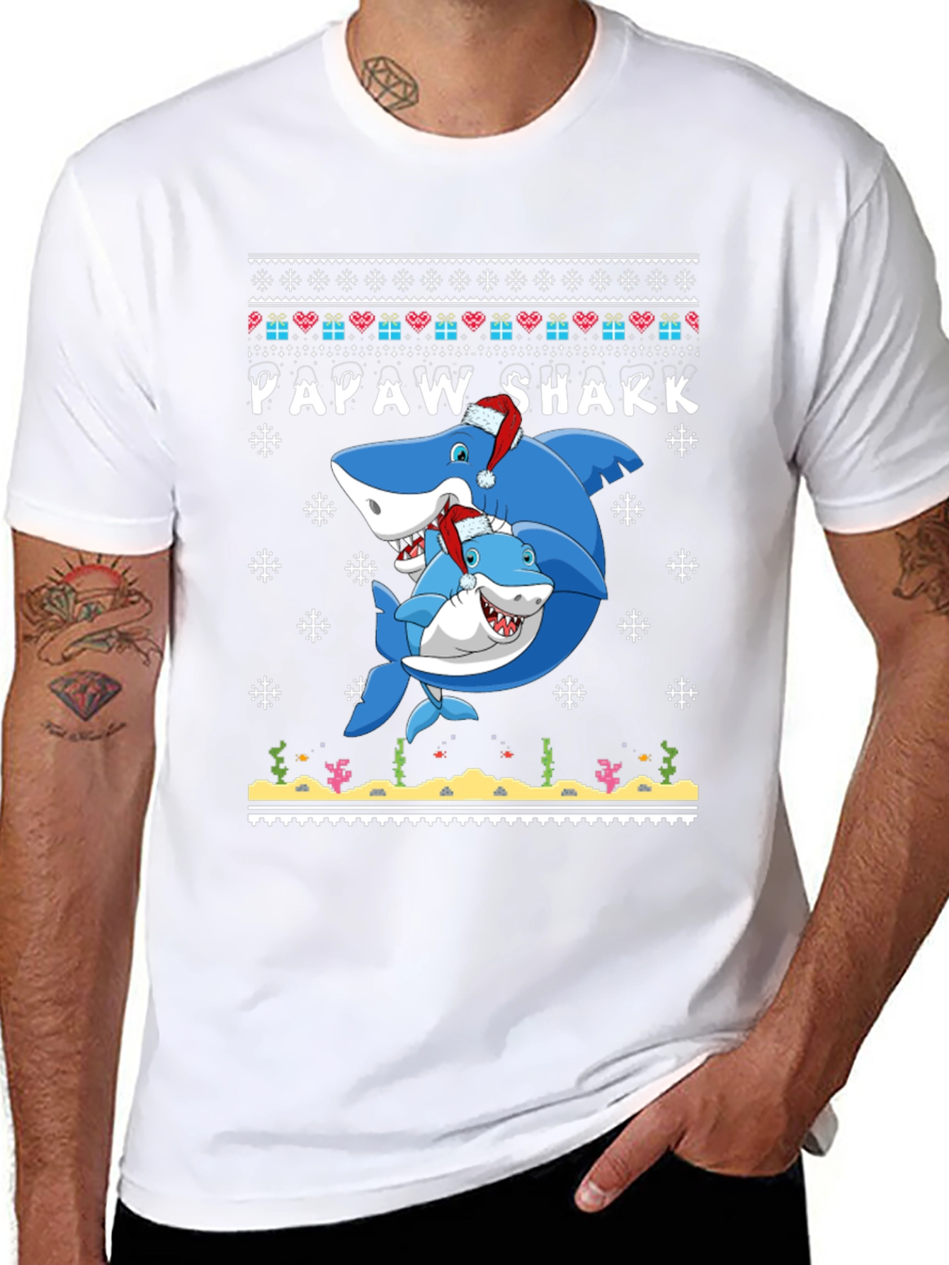 Papaw Shark Christmas T-Shirt
