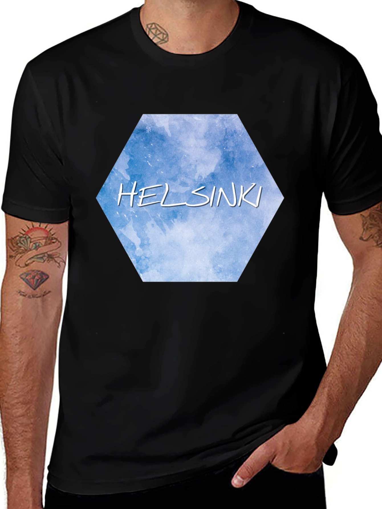Helsinki Sky Hexagon Black T-Shirt