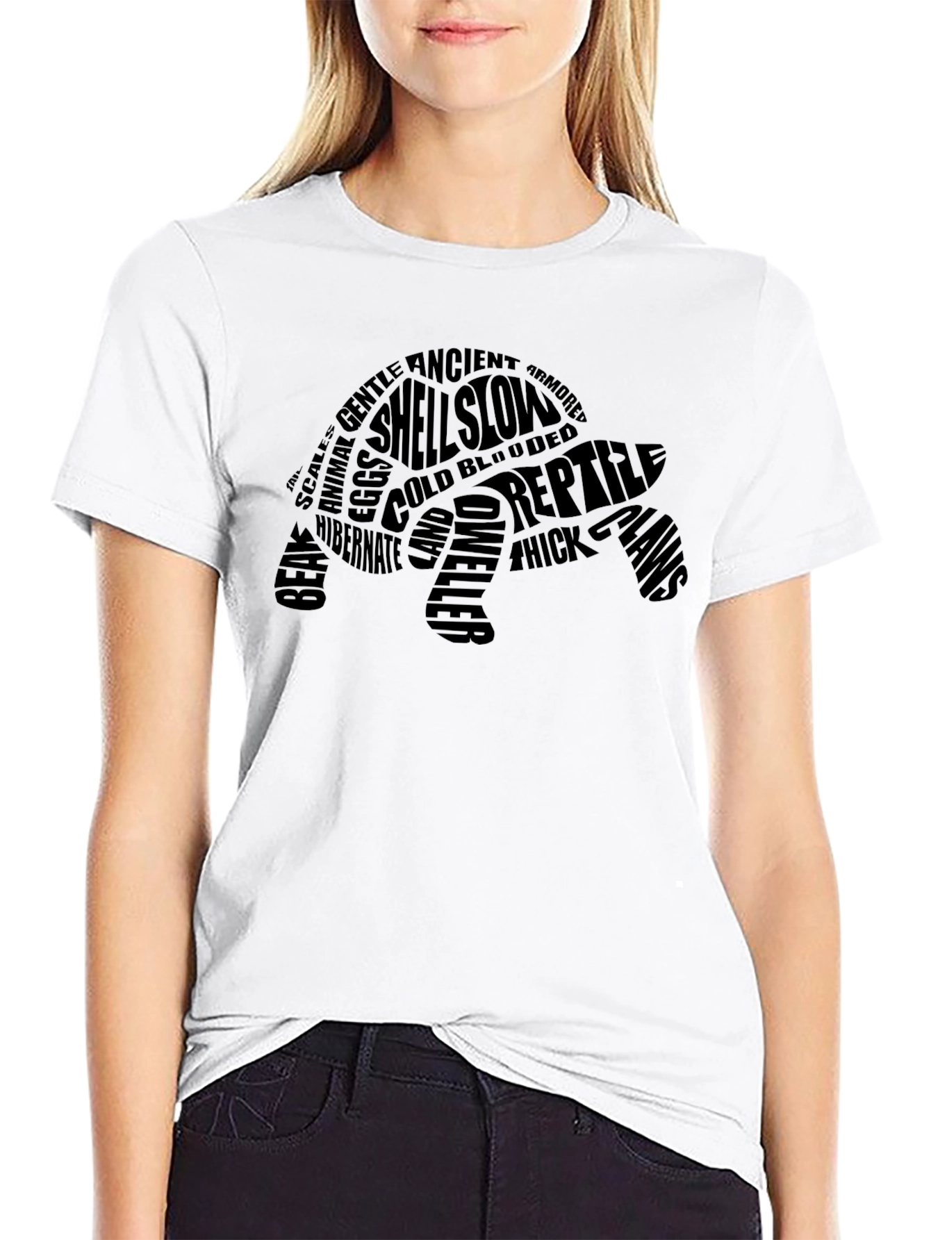Turtle Word Art Black T-Shirt