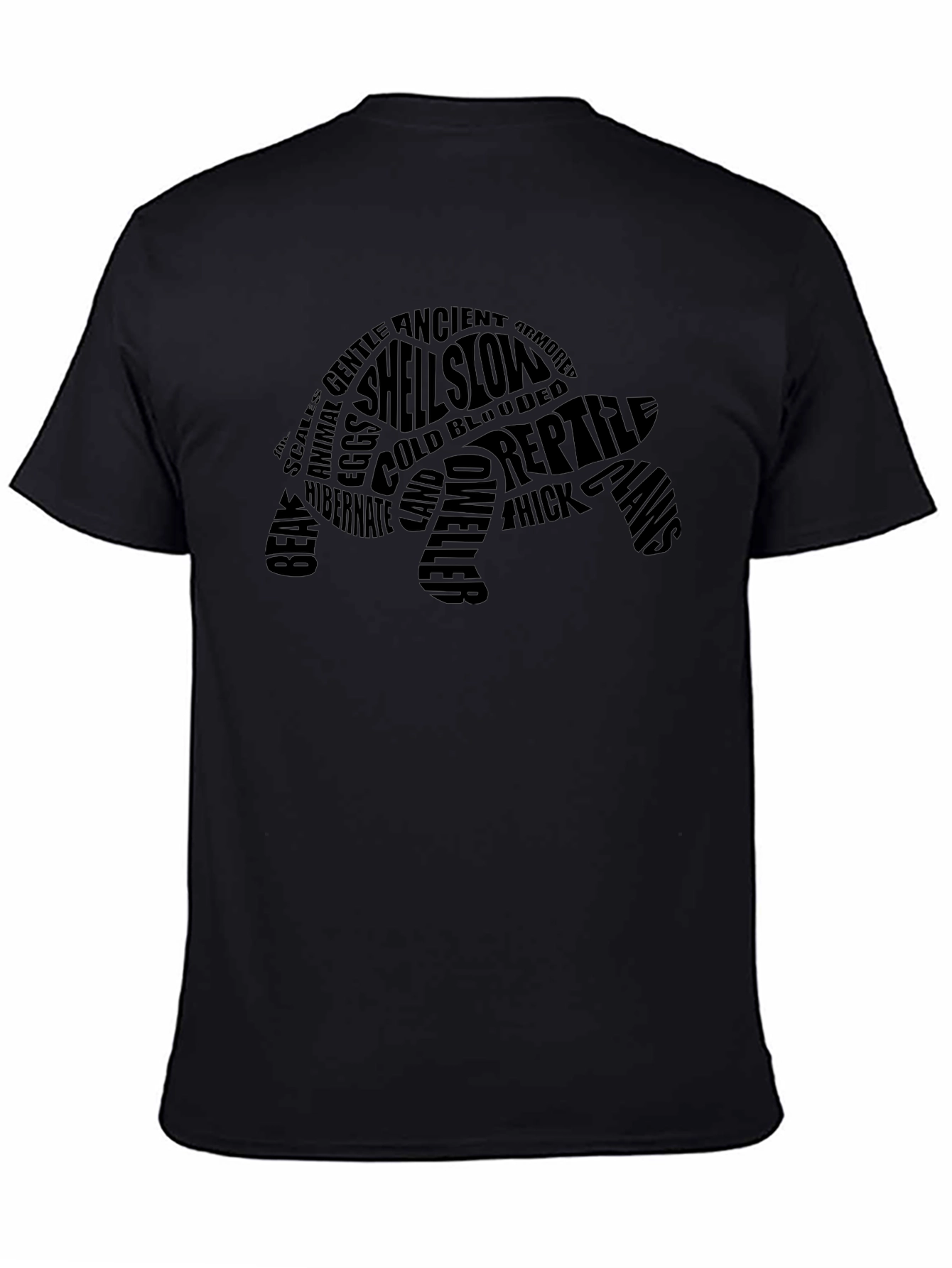 Turtle Word Art Black T-Shirt