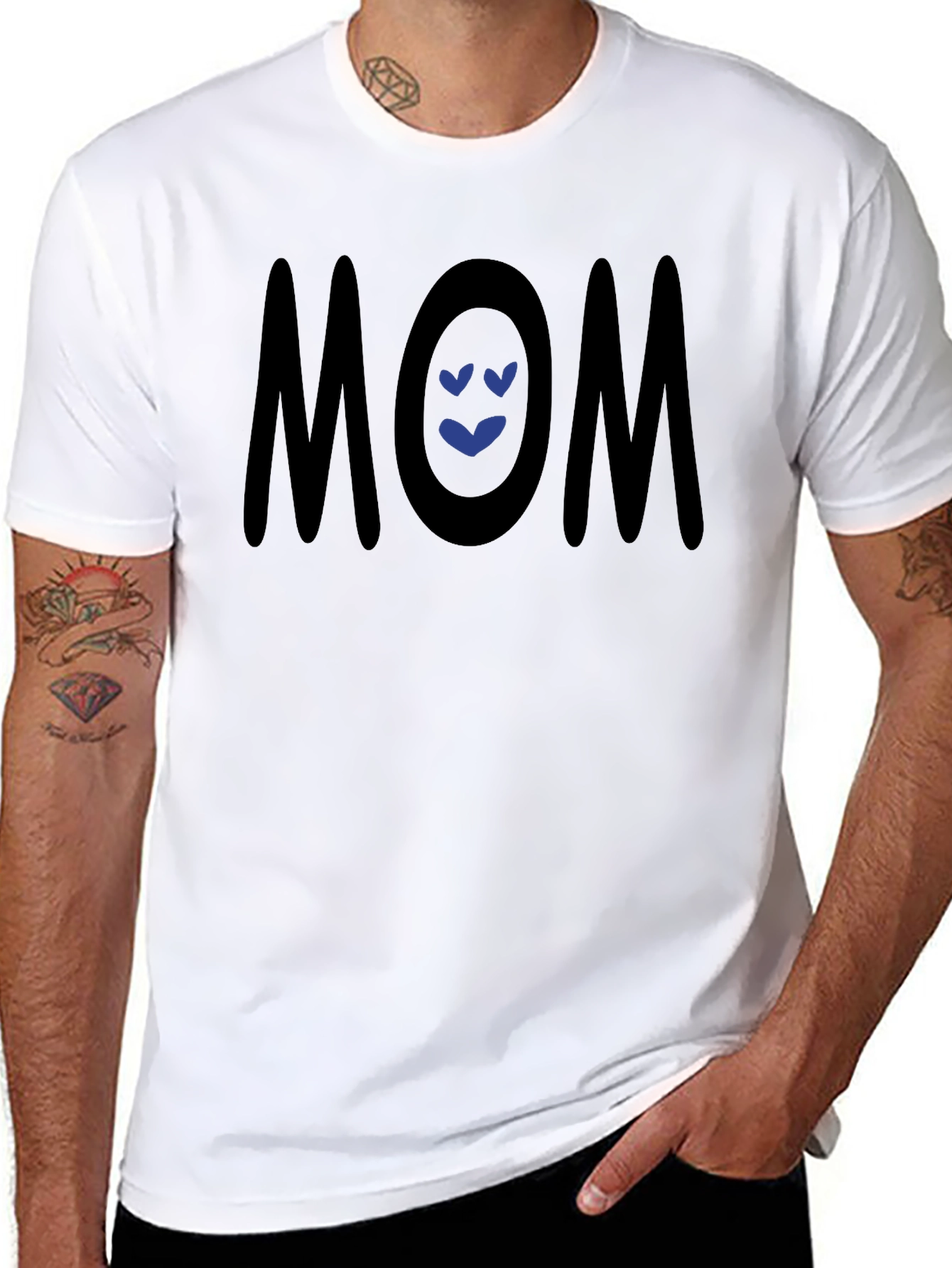 Mom Heart T-Shirt - Black Crew Neck Tee