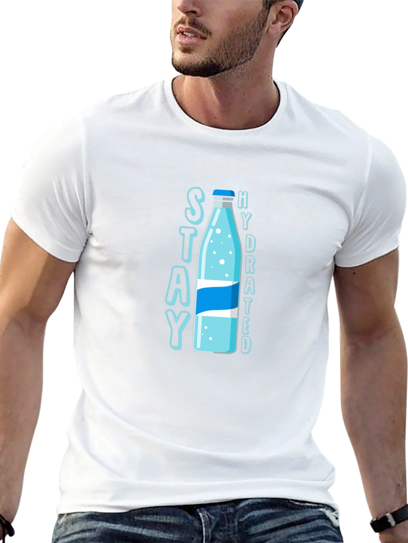 Stay Hydrated T-Shirt: Stylish Water Bottle Design
