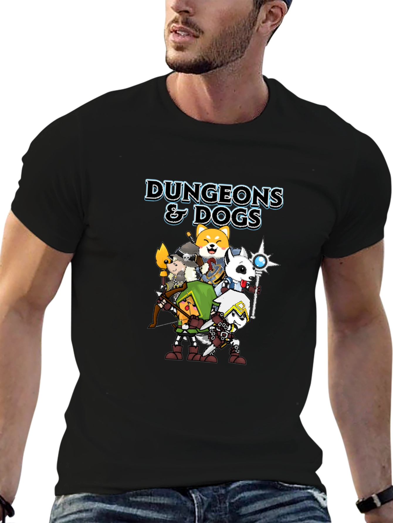 Dungeons & Dogs Graphic Tee - Black Cotton T-Shirt