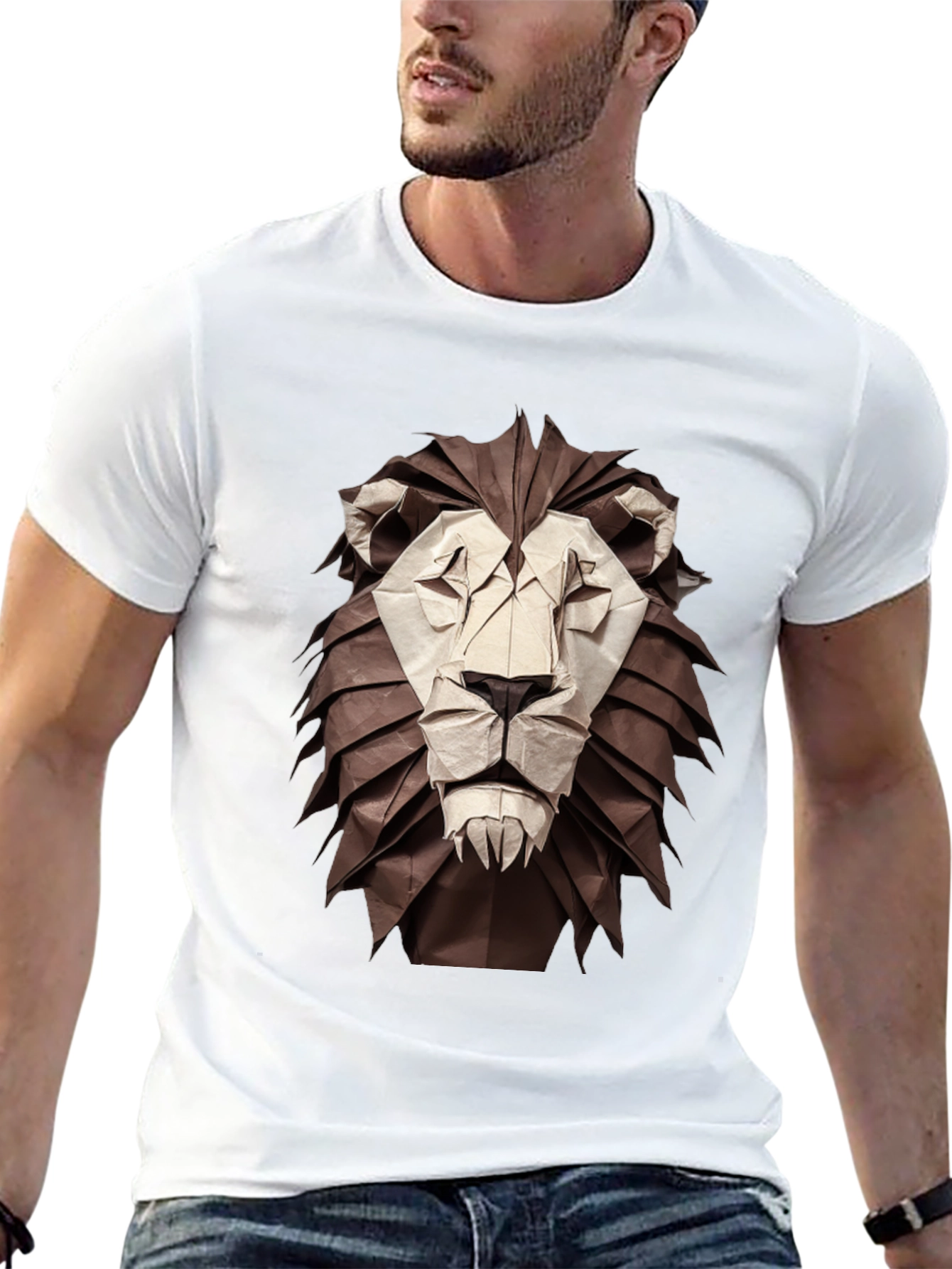 Origami Lion Graphic Tee - Unique Design
