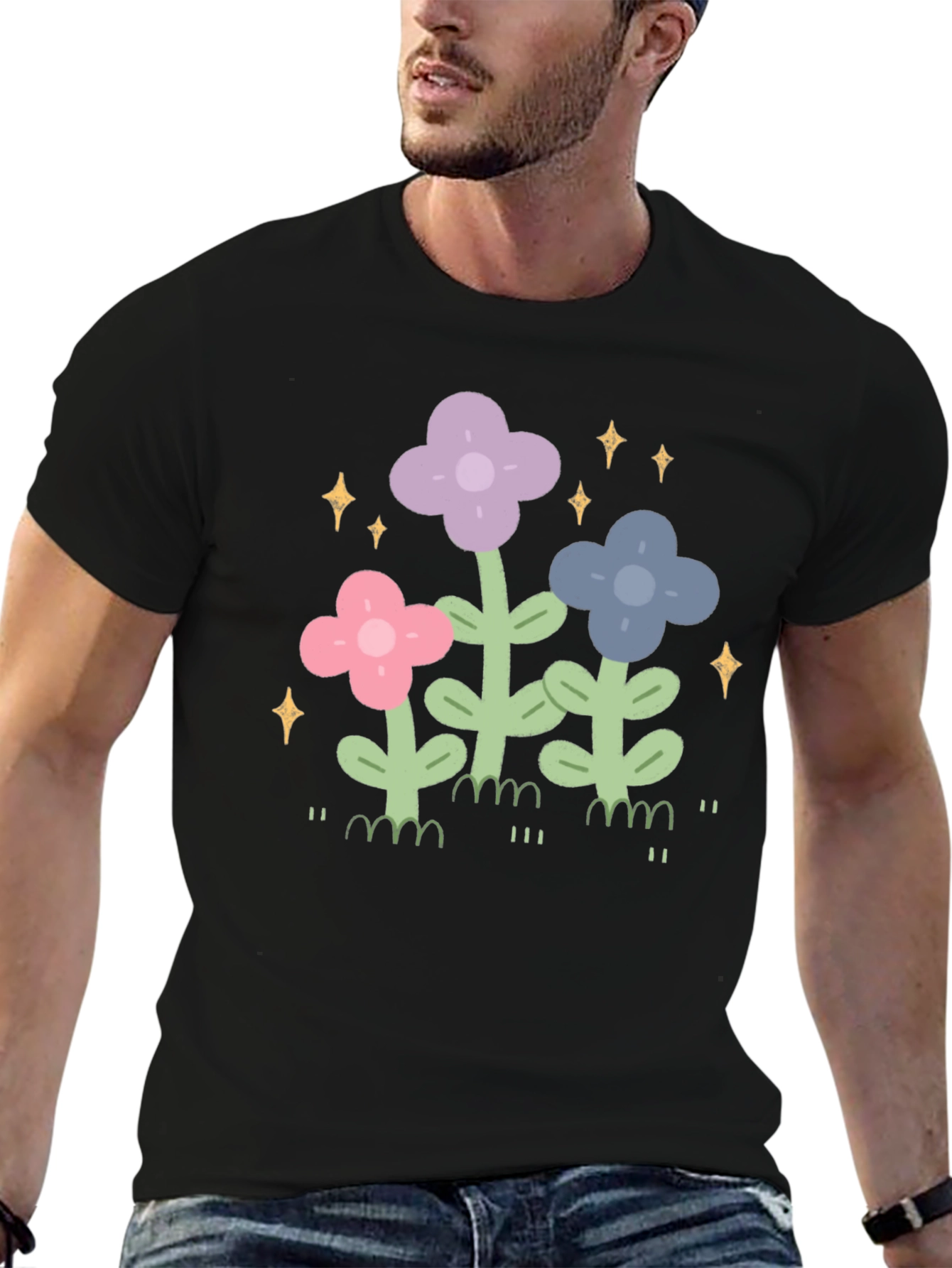 Floral Sparkle T-Shirt - Whimsical Garden Tee