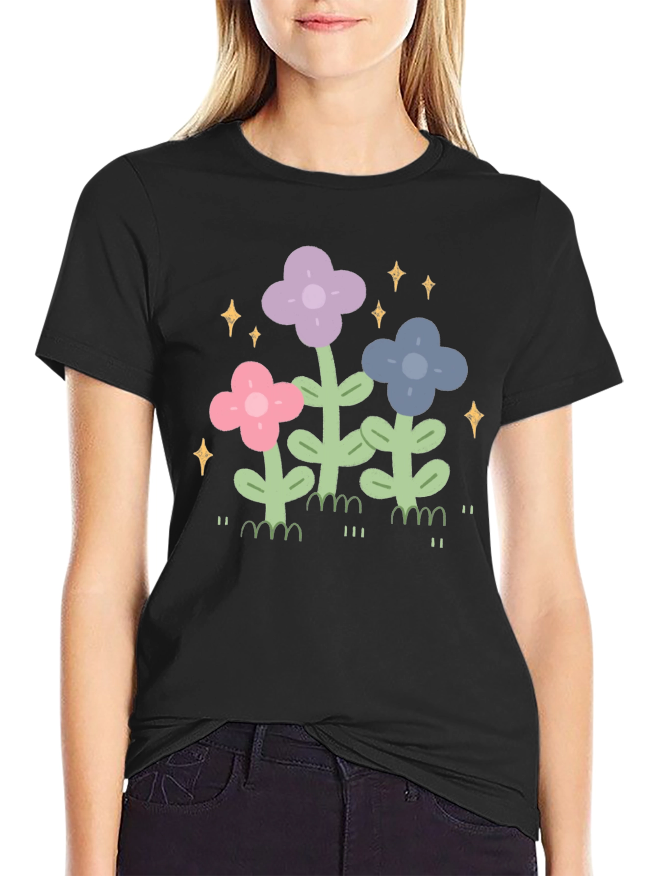 Floral Sparkle T-Shirt - Whimsical Garden Tee
