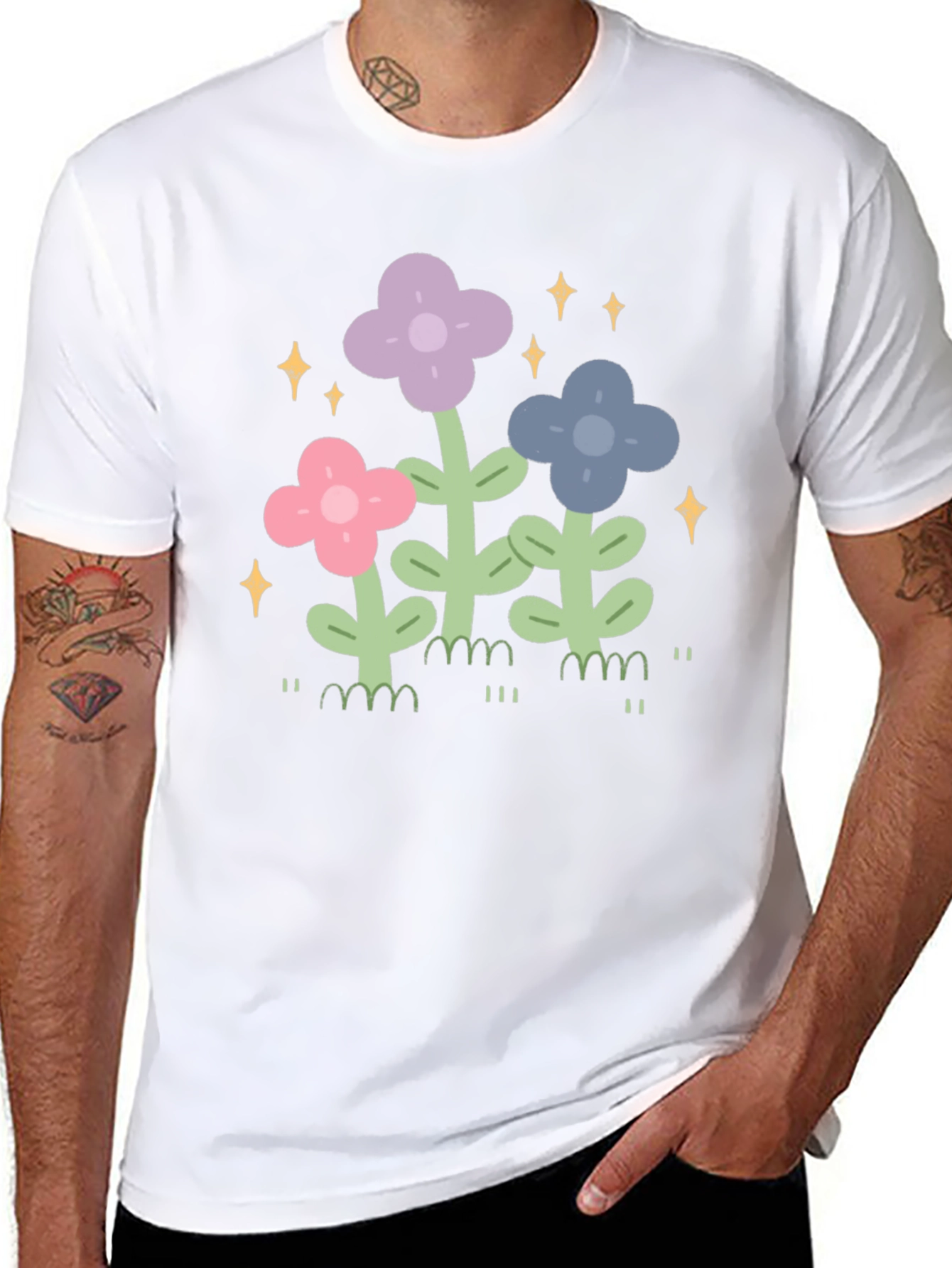 Floral Sparkle T-Shirt - Whimsical Garden Tee