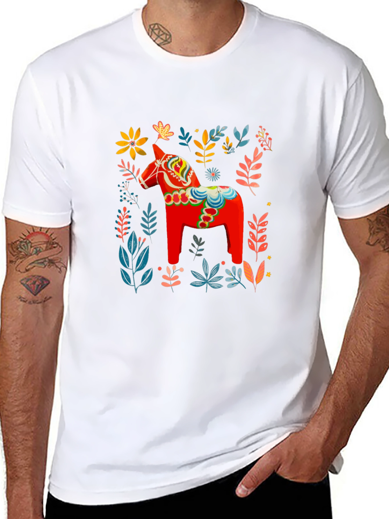 Dala Horse Floral Graphic Tee