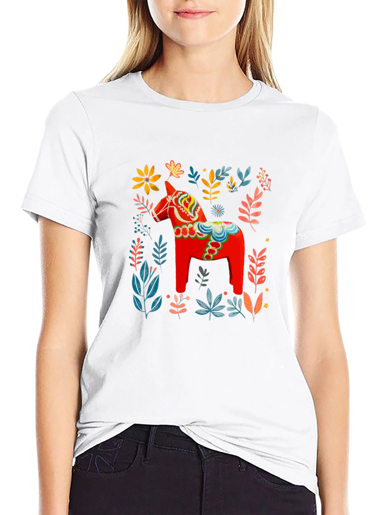 Dala Horse Floral Graphic Tee