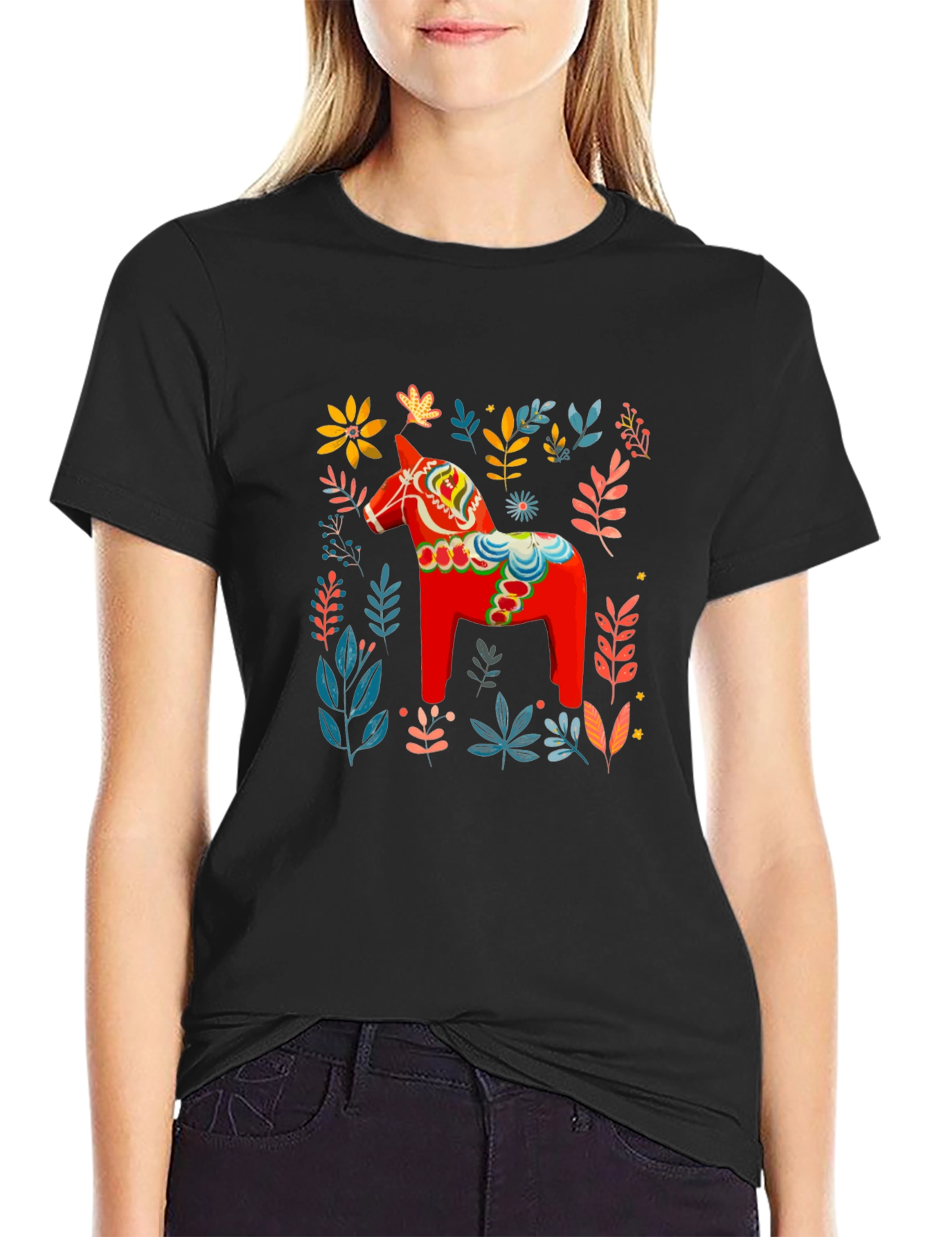 Dala Horse Floral Graphic Tee