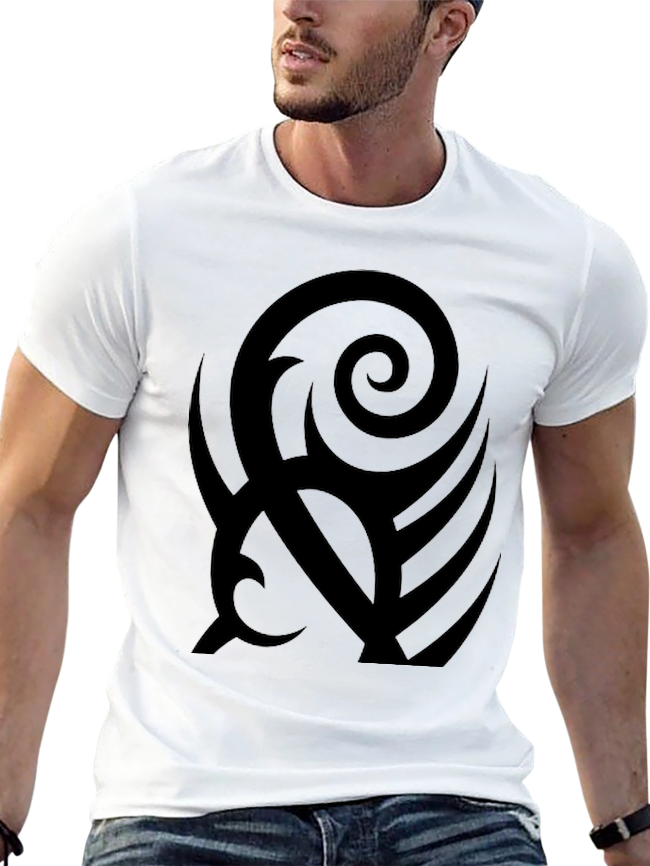 Black Tribal Graphic Print T-Shirt