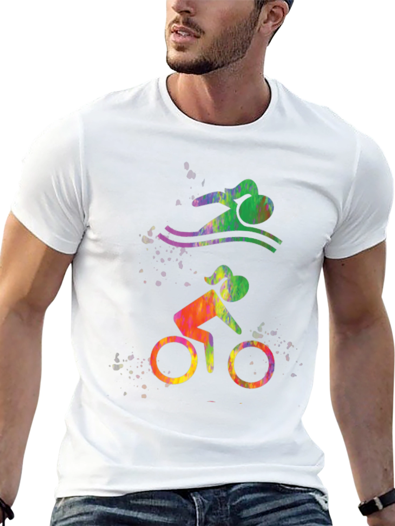 Triathlon Graphic Tee - Swim Bike Run Design