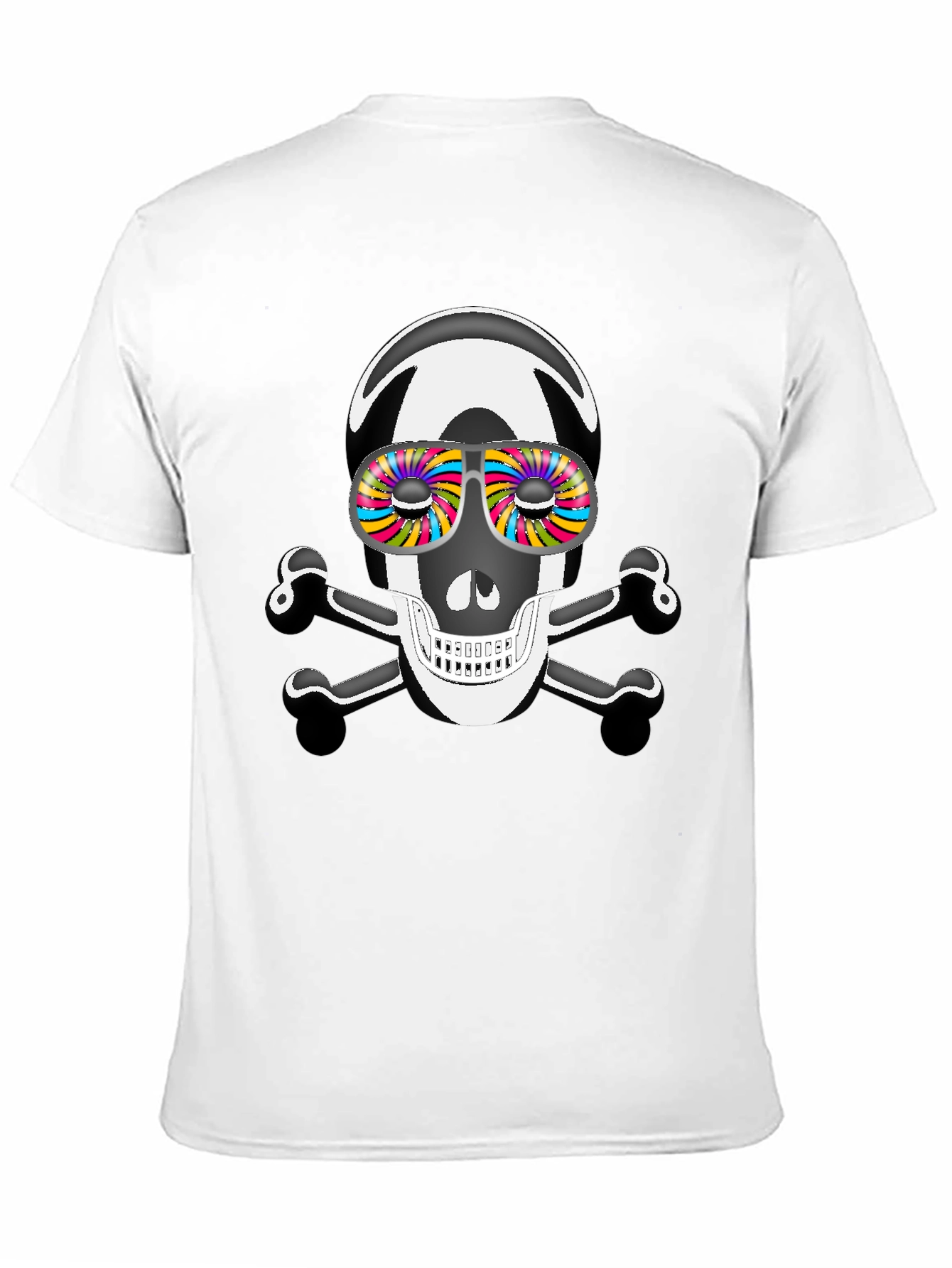 Skull & Crossbones T-Shirt with Psychedelic Glasses