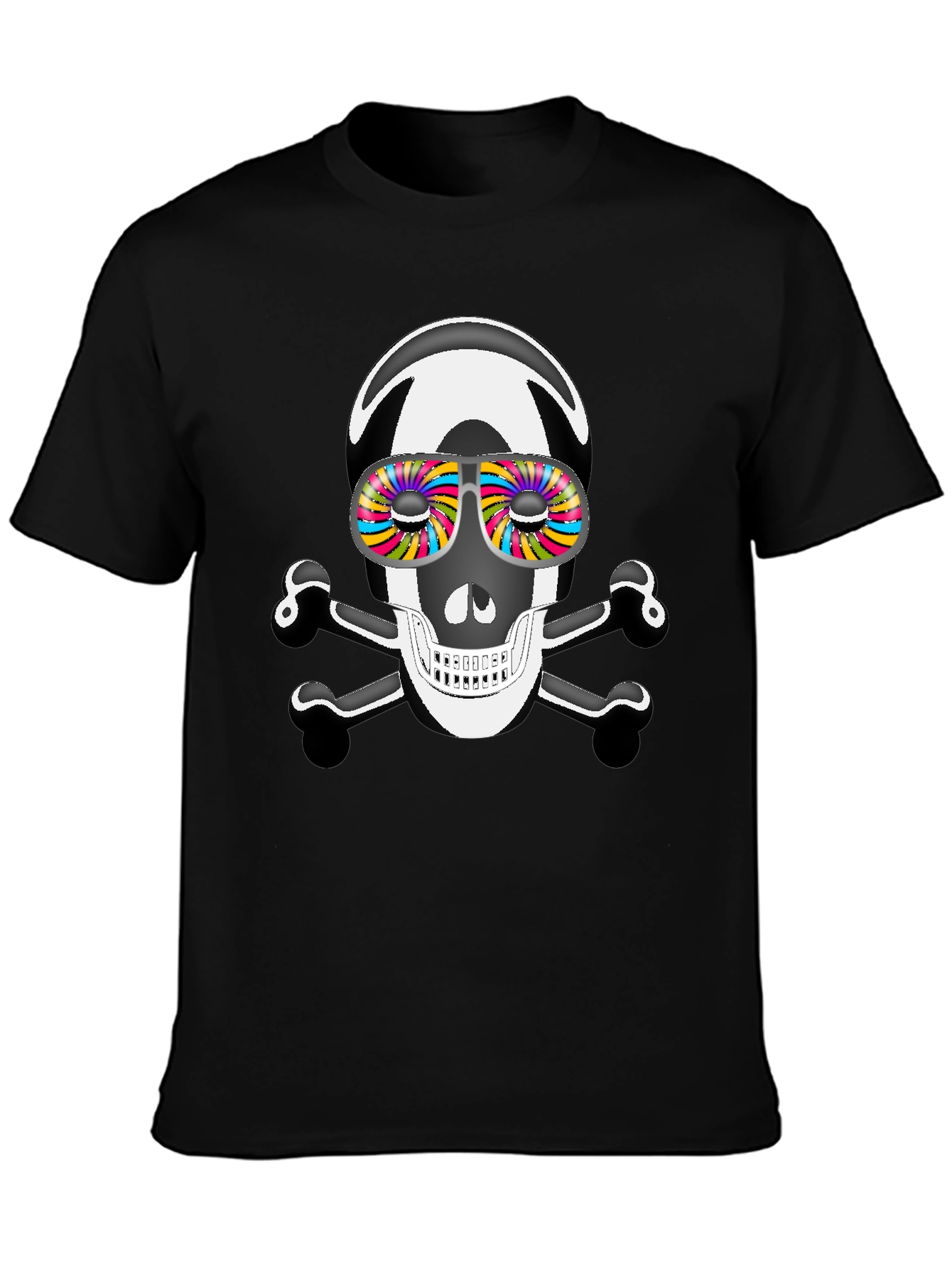 Skull & Crossbones T-Shirt with Psychedelic Glasses