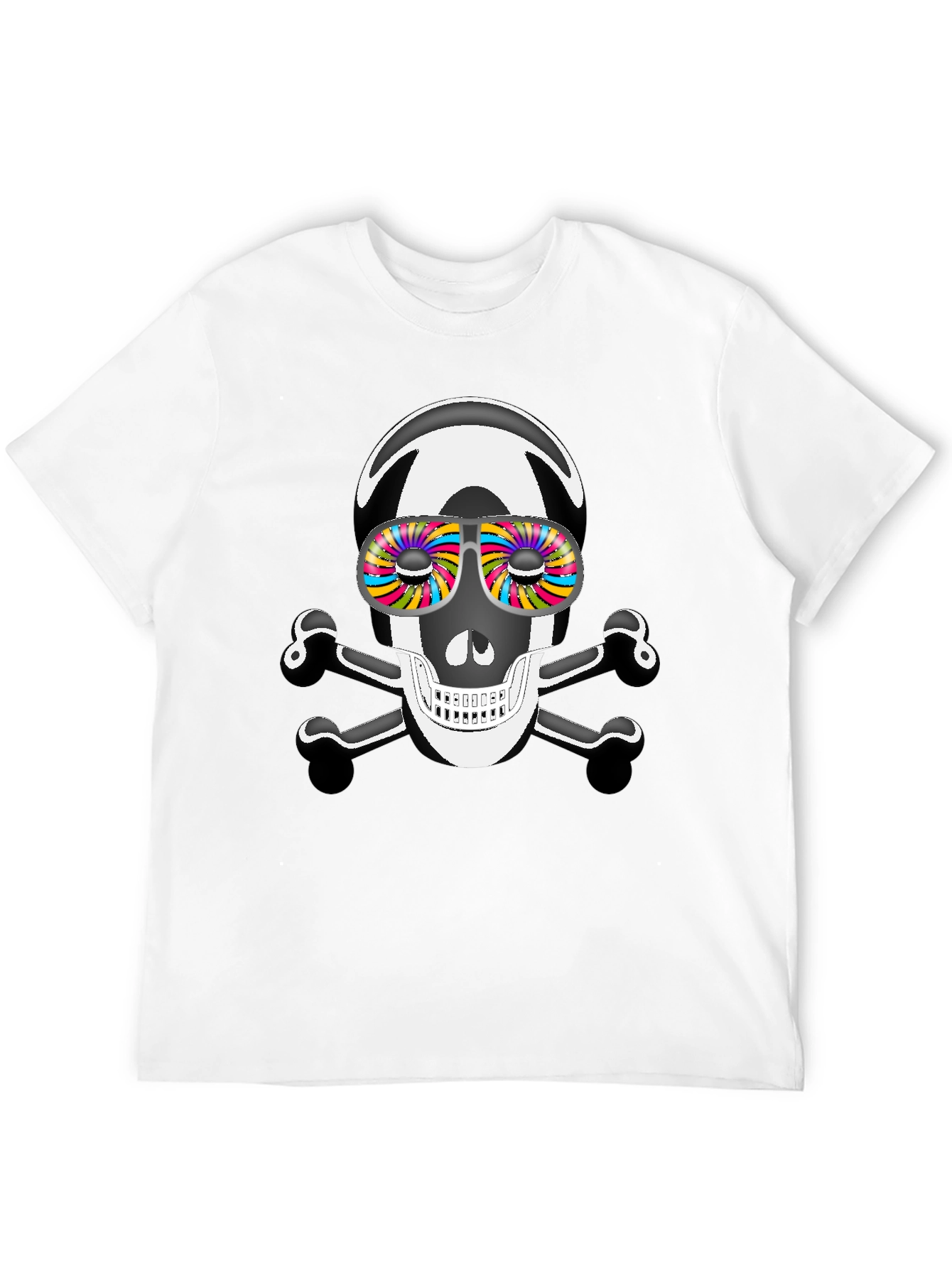 Skull & Crossbones T-Shirt with Psychedelic Glasses