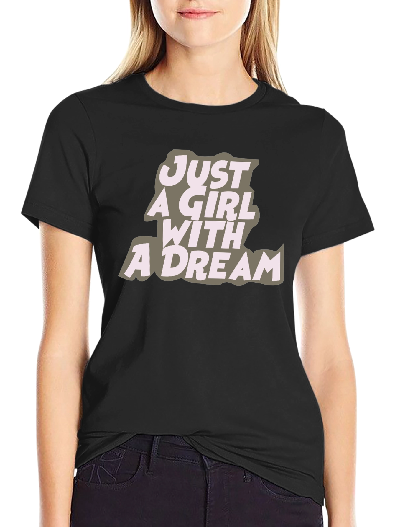 Just A Girl With A Dream Black Graphic Tee