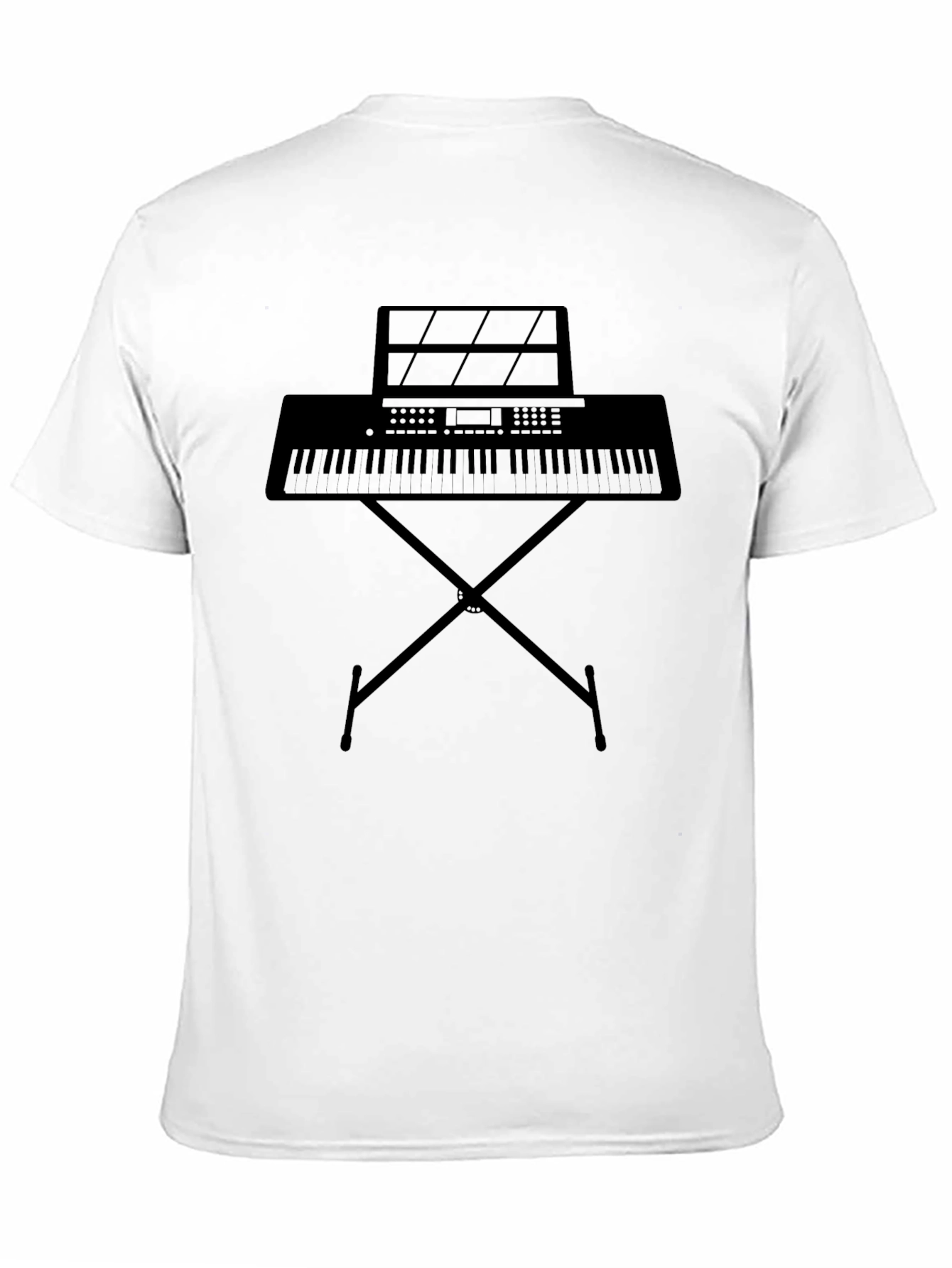 Musician Tee: Keyboard & Stand Graphic Black T-Shirt