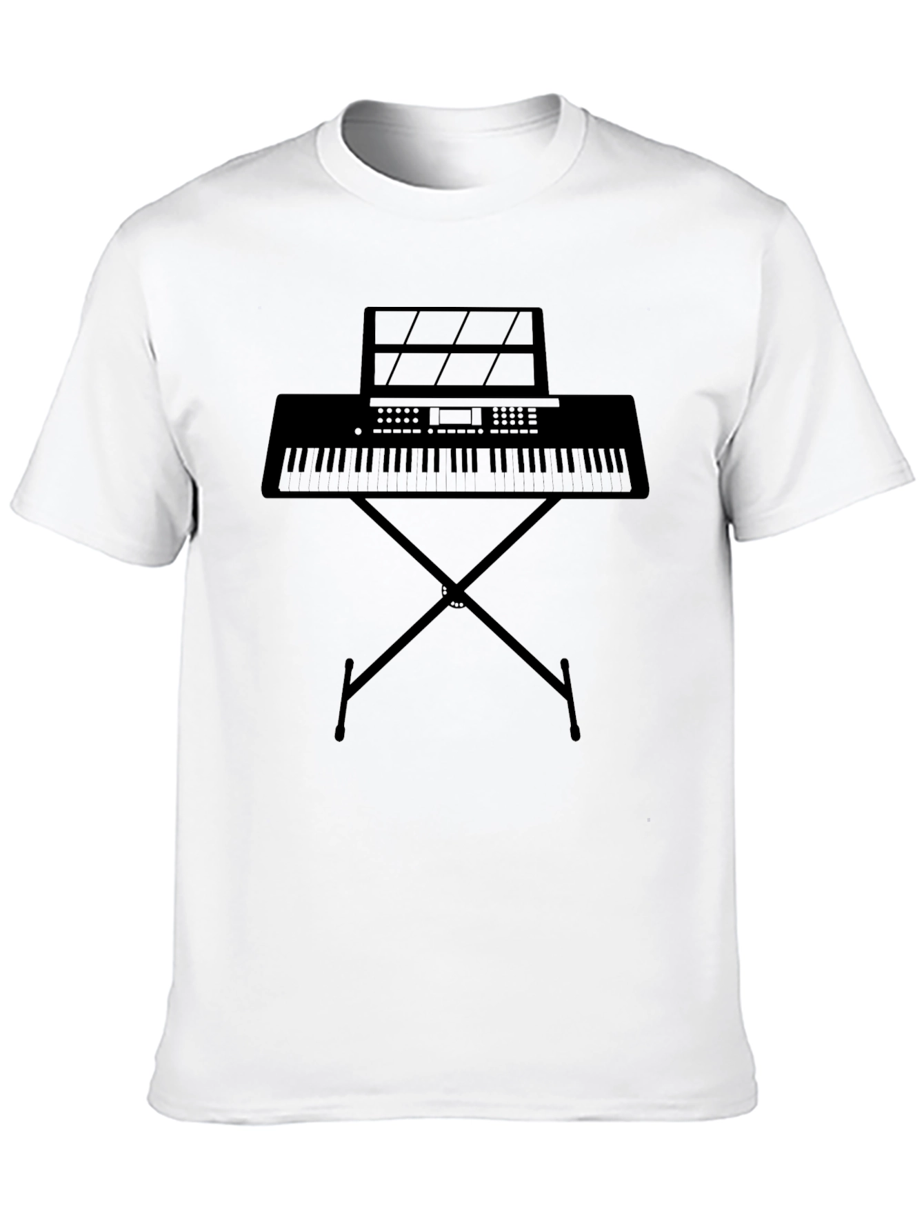 Musician Tee: Keyboard & Stand Graphic Black T-Shirt
