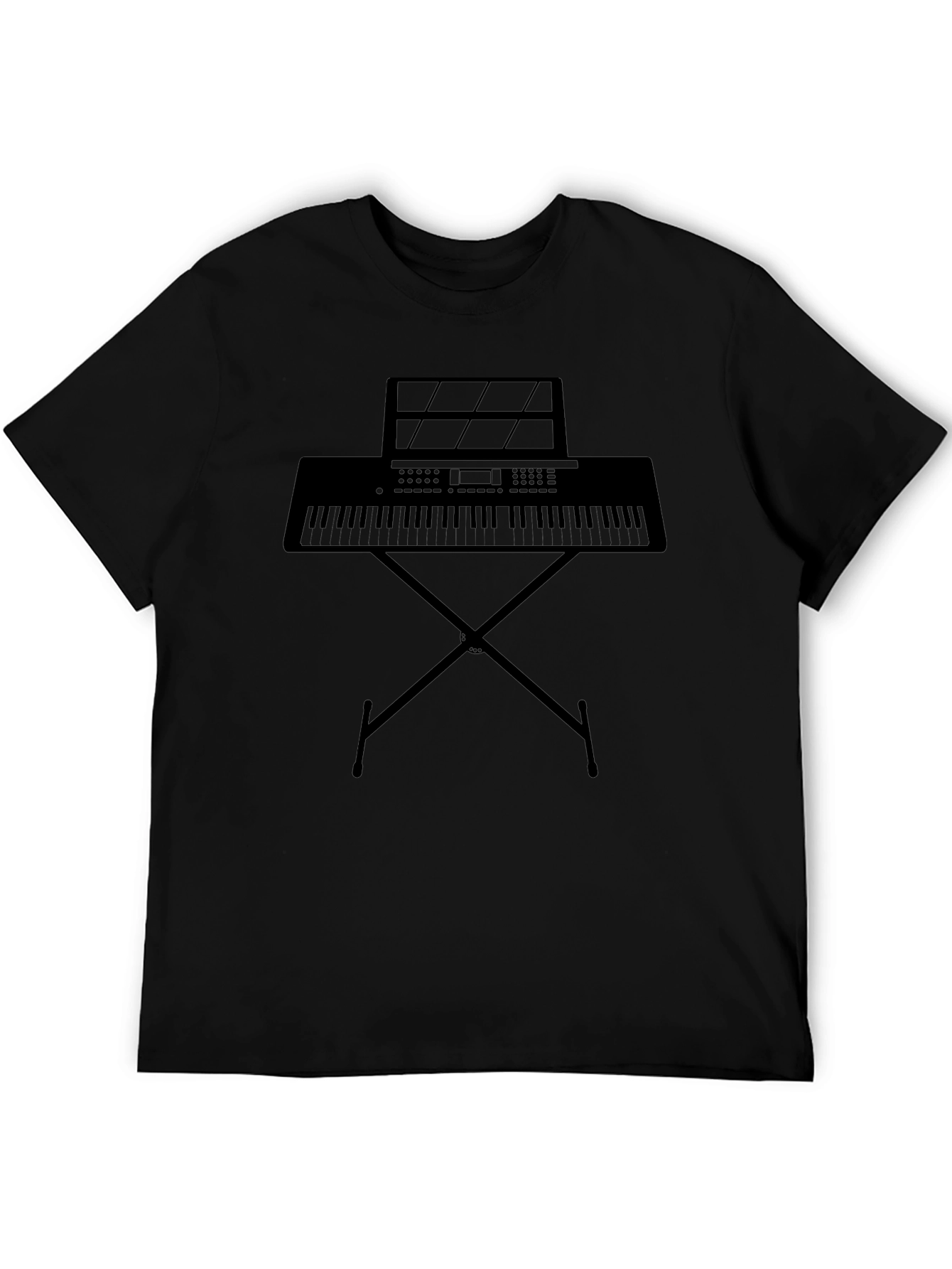 Musician Tee: Keyboard & Stand Graphic Black T-Shirt