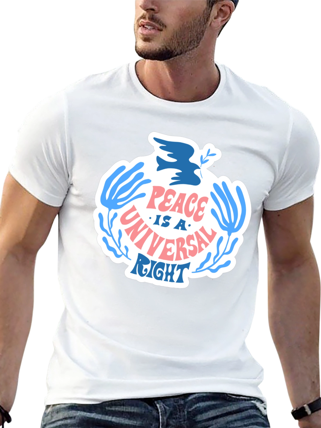 Peace Is A Universal Right Black Graphic T-Shirt