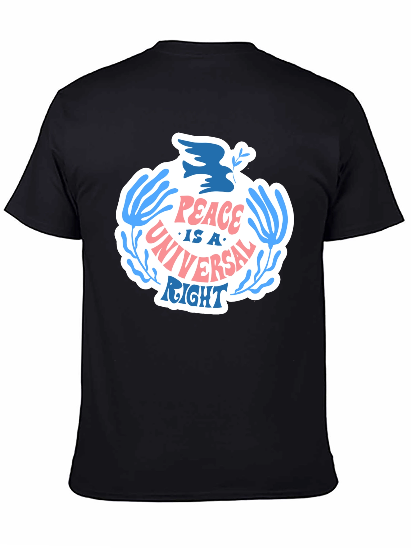Peace Is A Universal Right Black Graphic T-Shirt